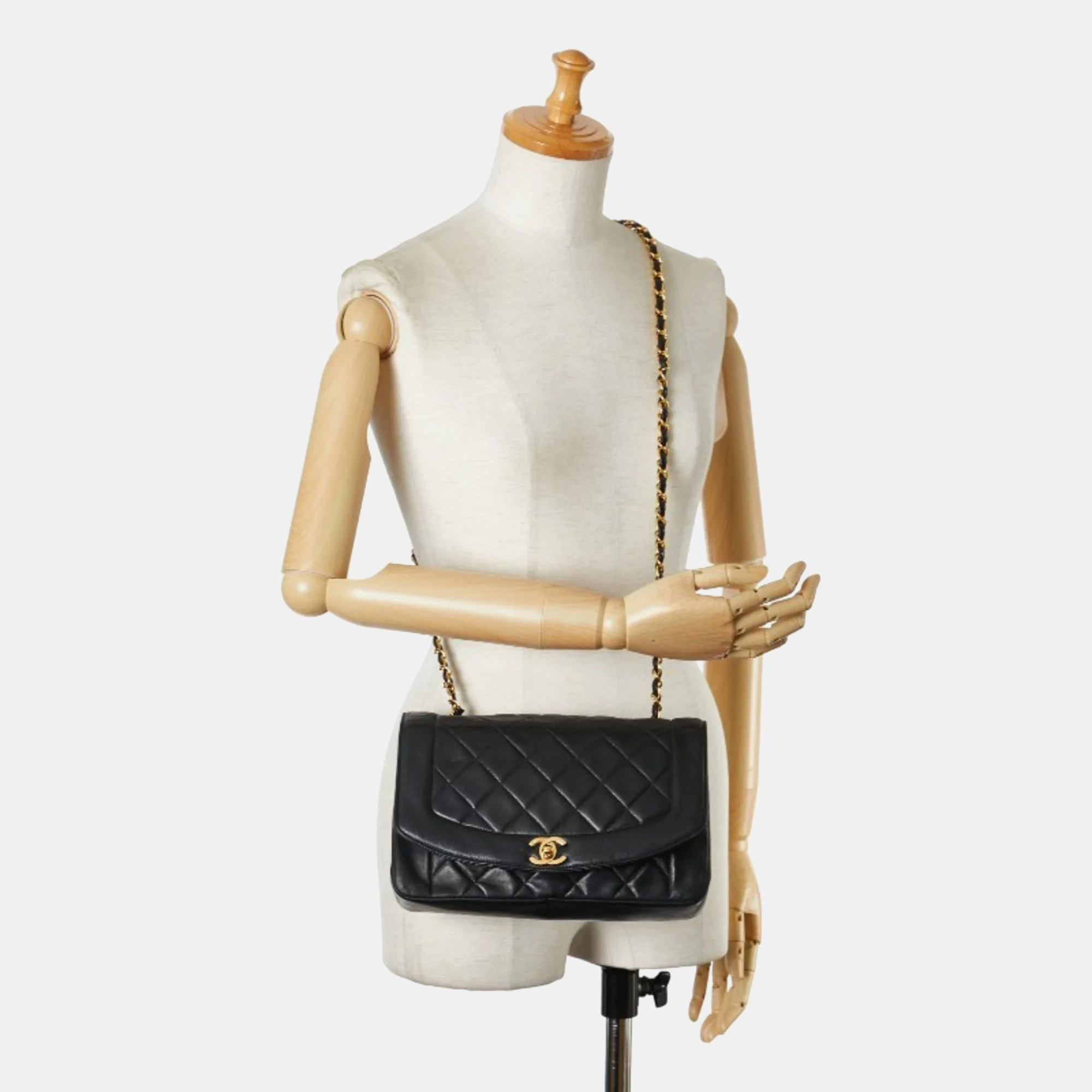 Chanel Black Leather Diana Flap Bag