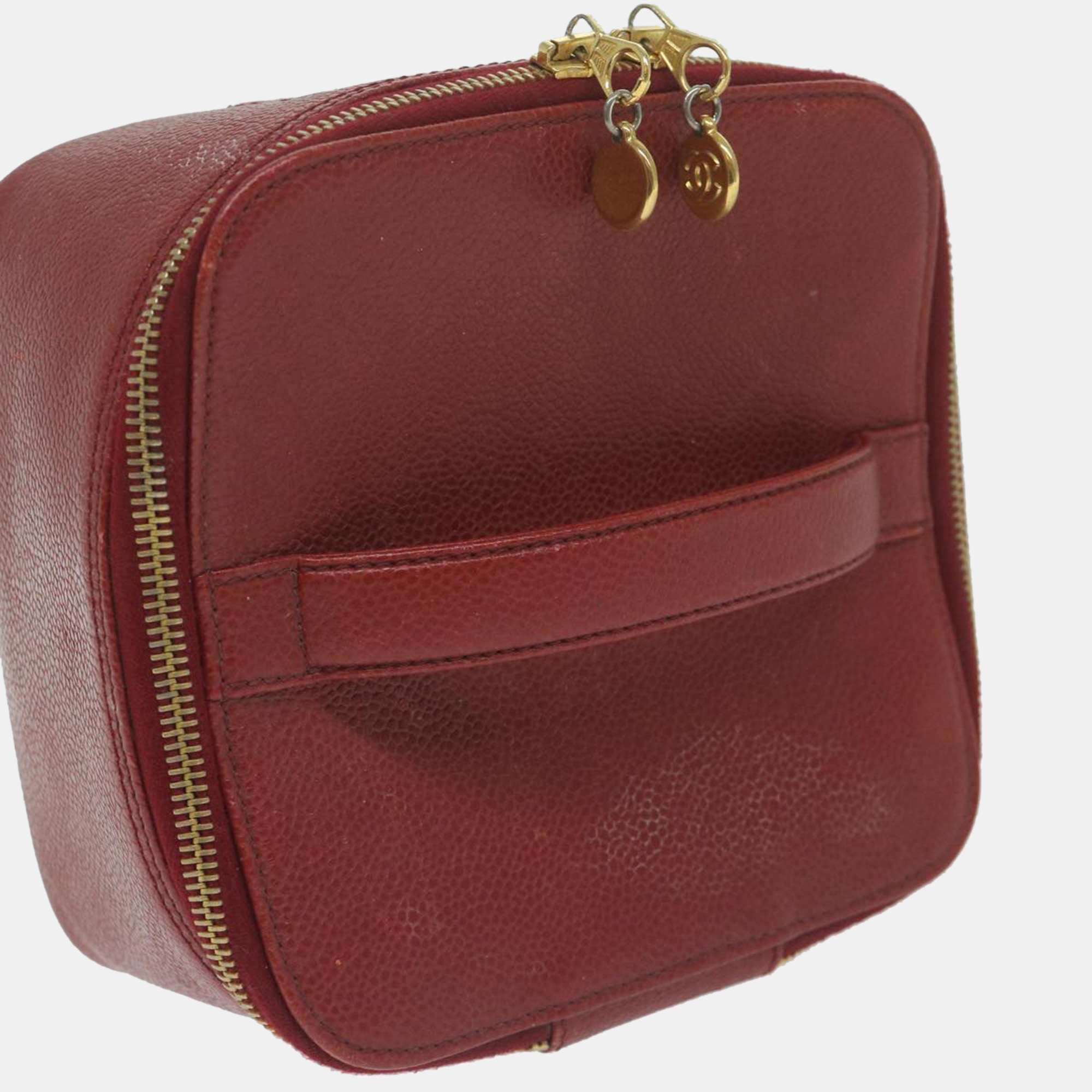 Chanel Red Leather Vanity Clutch