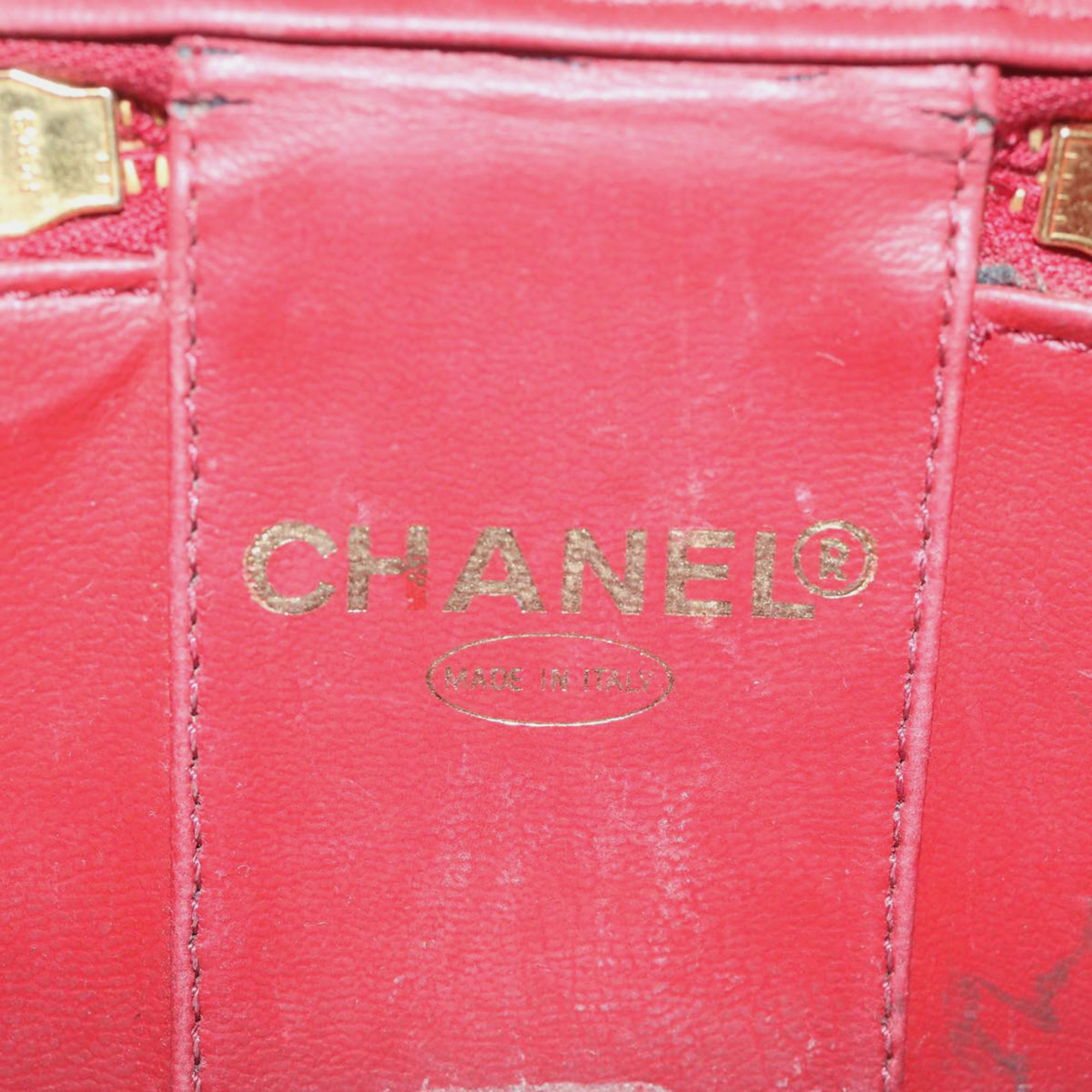 Chanel Red Leather Vanity Clutch