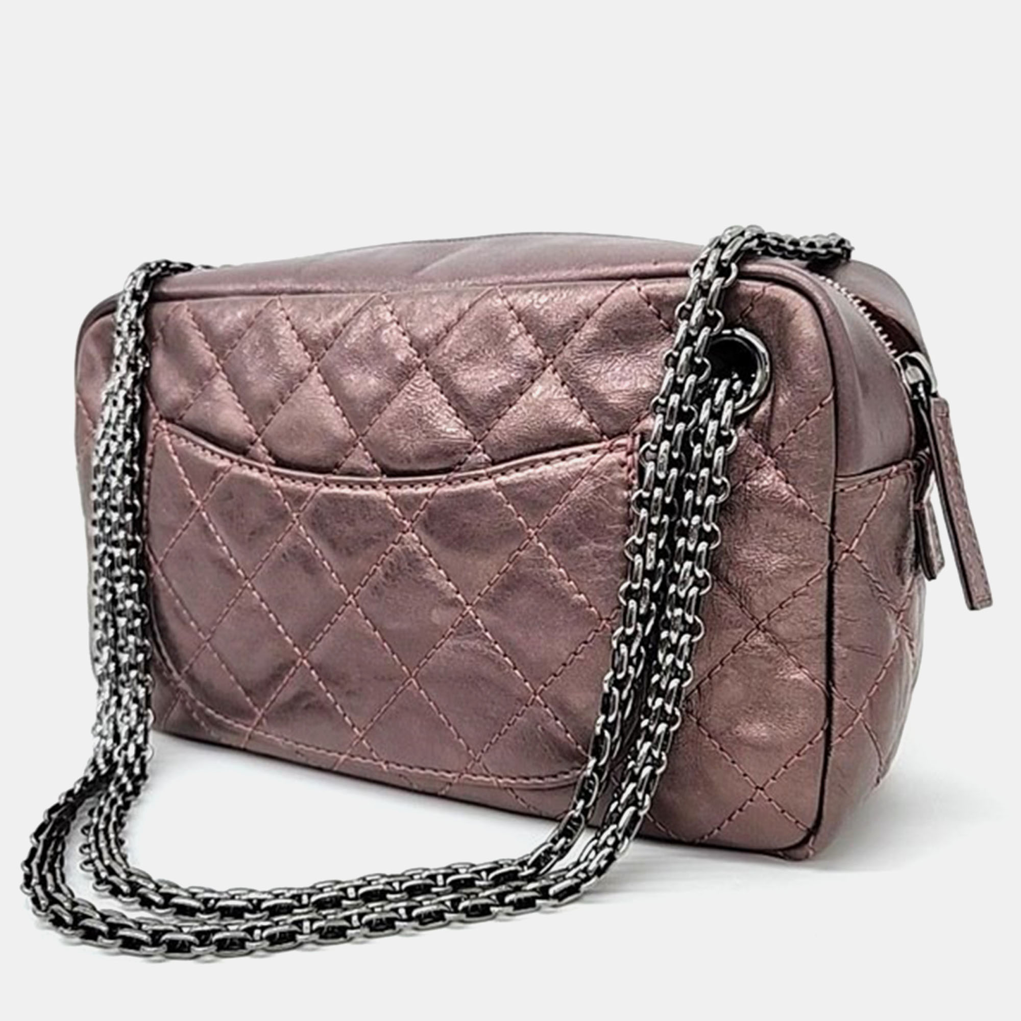 Chanel Rose Fonce Quilted Leather Small Reissue 2.55 Camera Bag