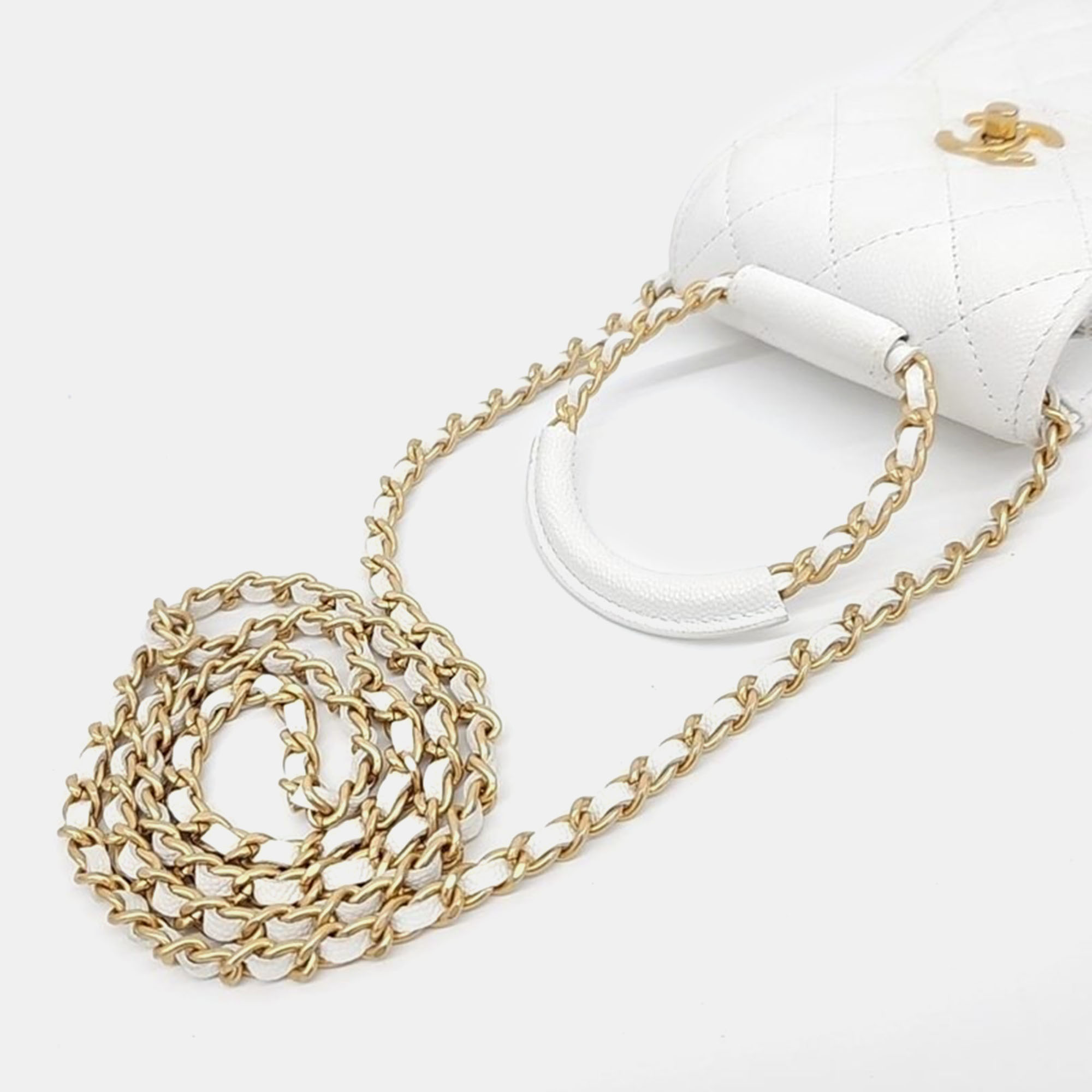 Chanel White Caviar Leather In The Loop Mini Crossbody Bag