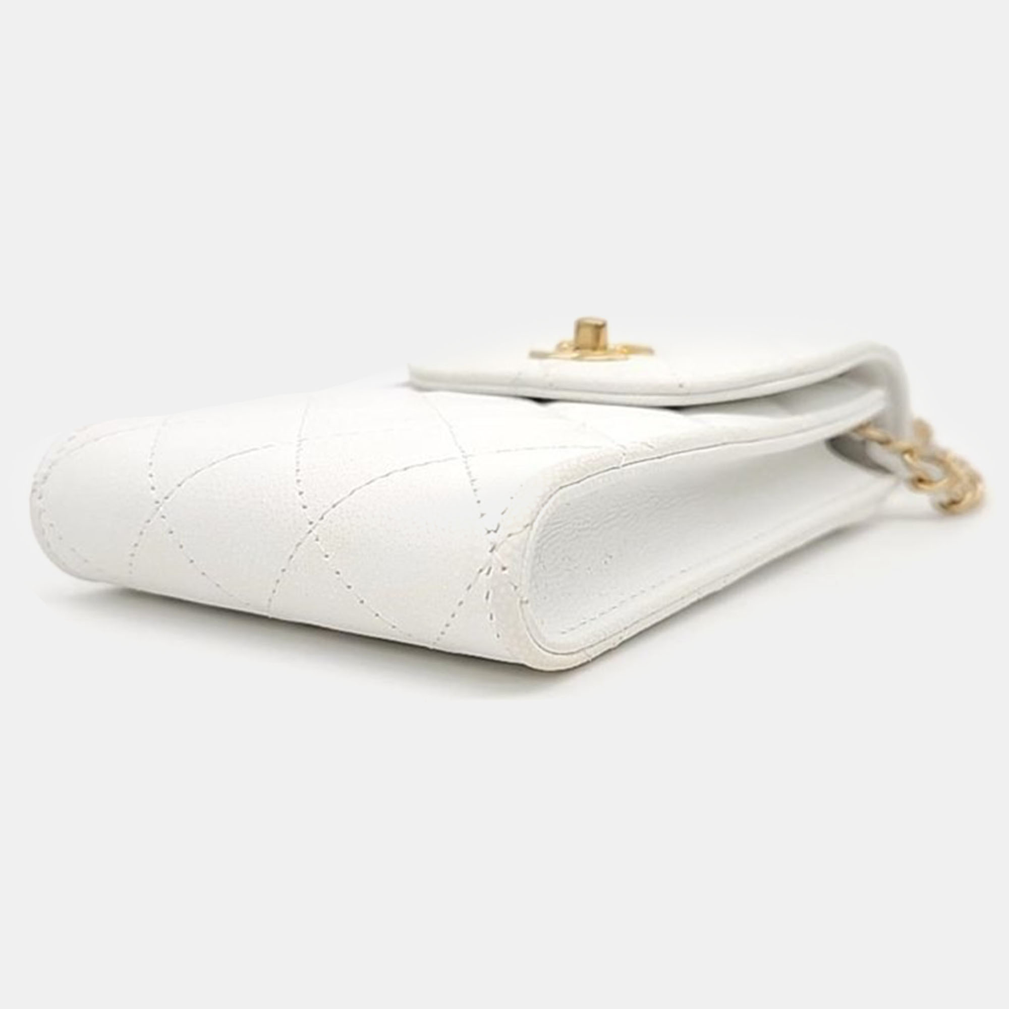 Chanel White Caviar Leather In The Loop Mini Crossbody Bag