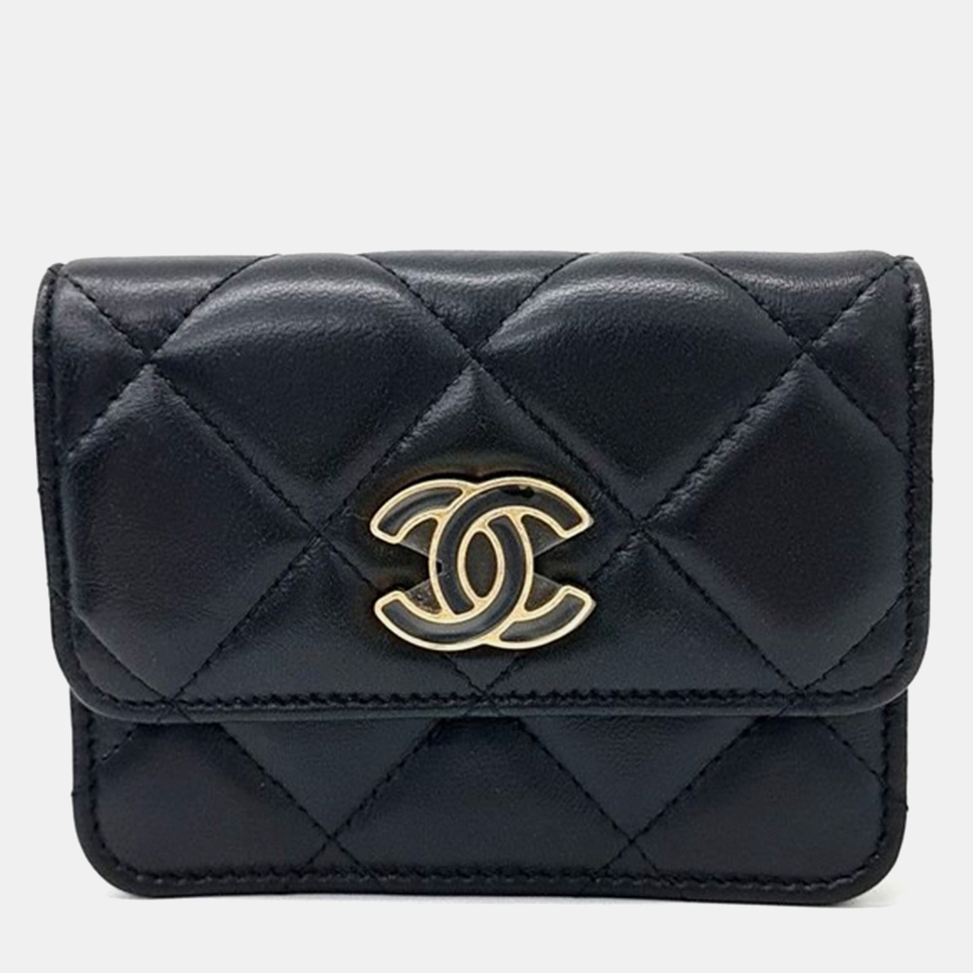 Chanel Black Leather Lambskin Chain Mini Belt Bag