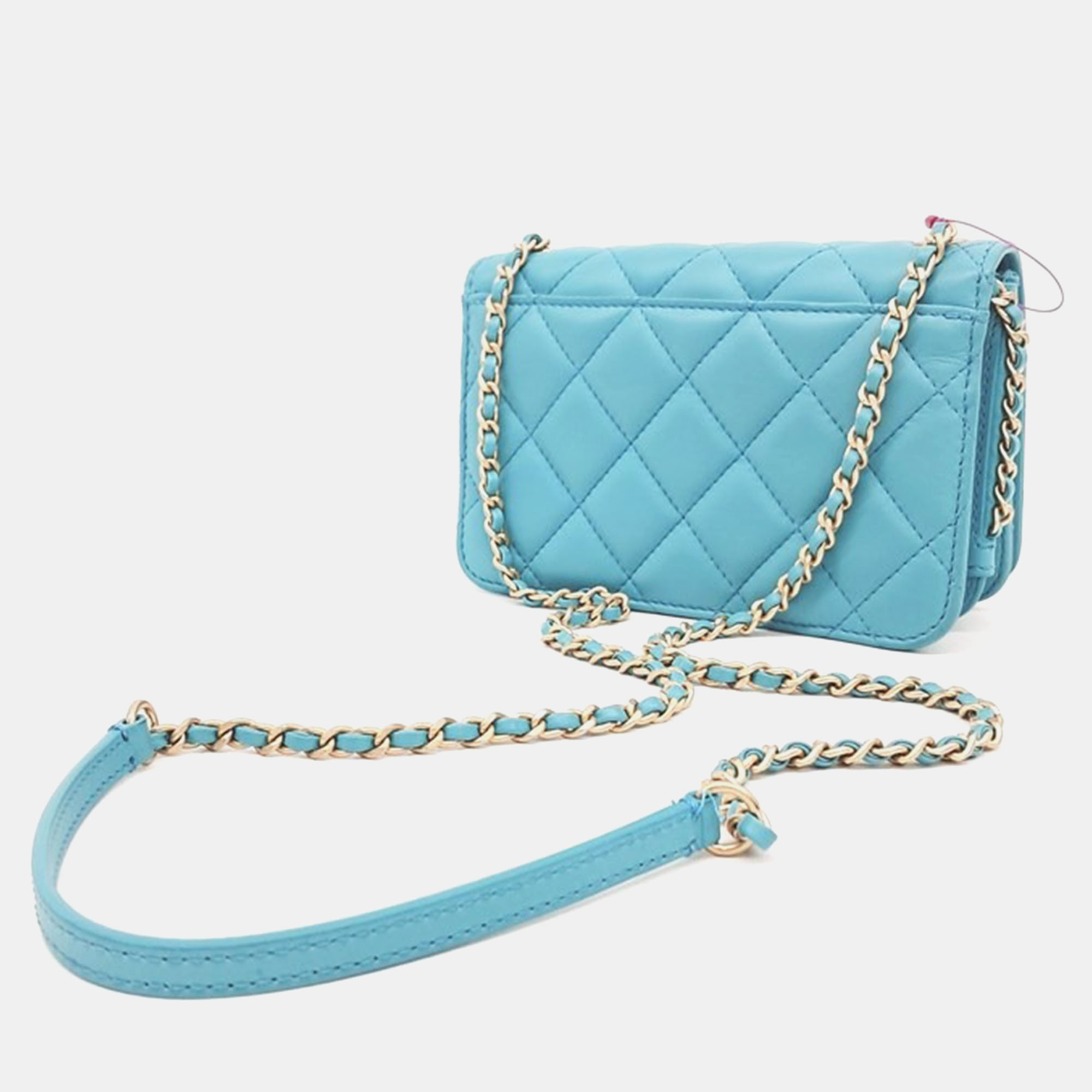 Chanel Blue Leather Chain Mini Crossbody Bag