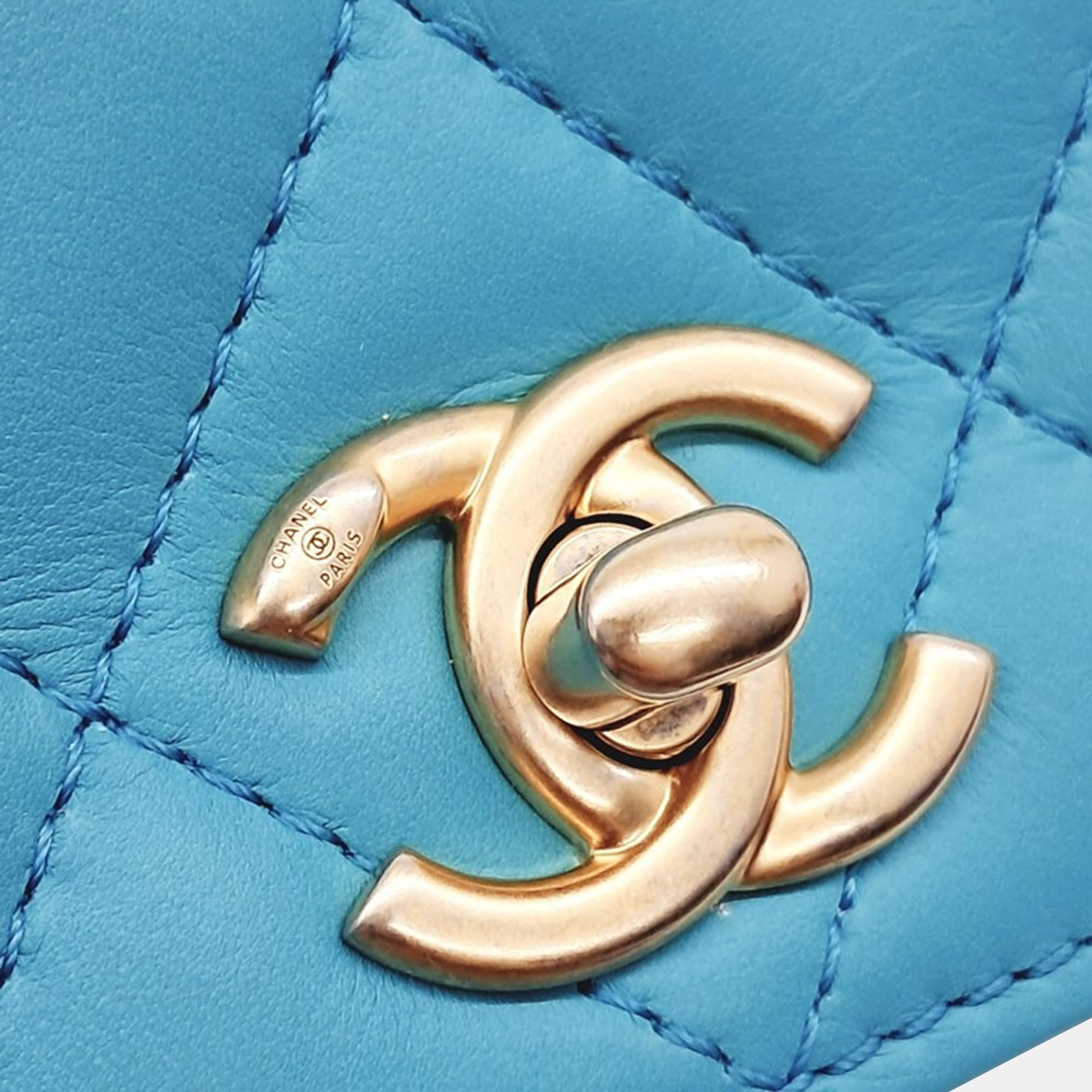 Chanel Blue Leather Chain Mini Crossbody Bag