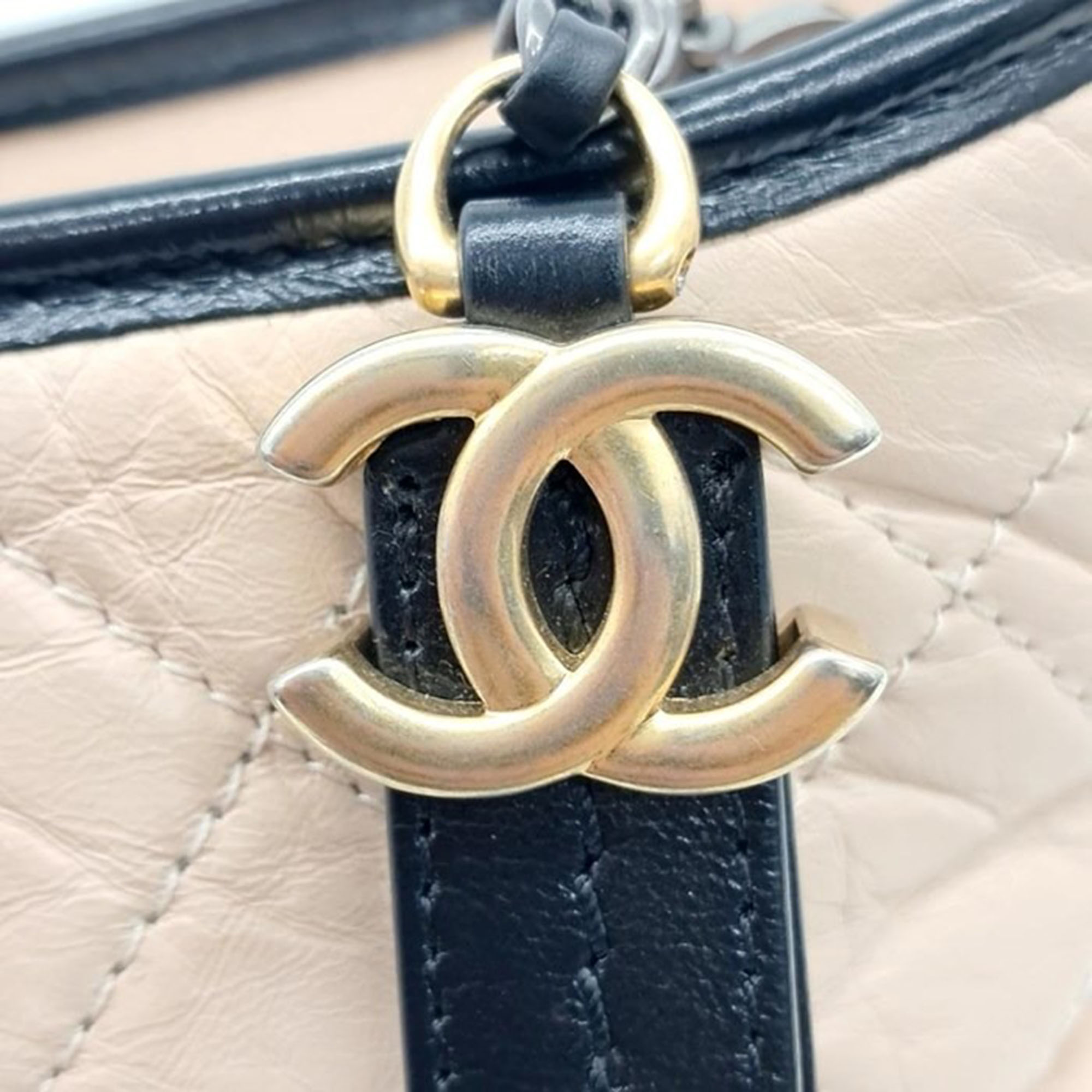 Chanel Beige Leather Gabrielle Medium Hobo Bag