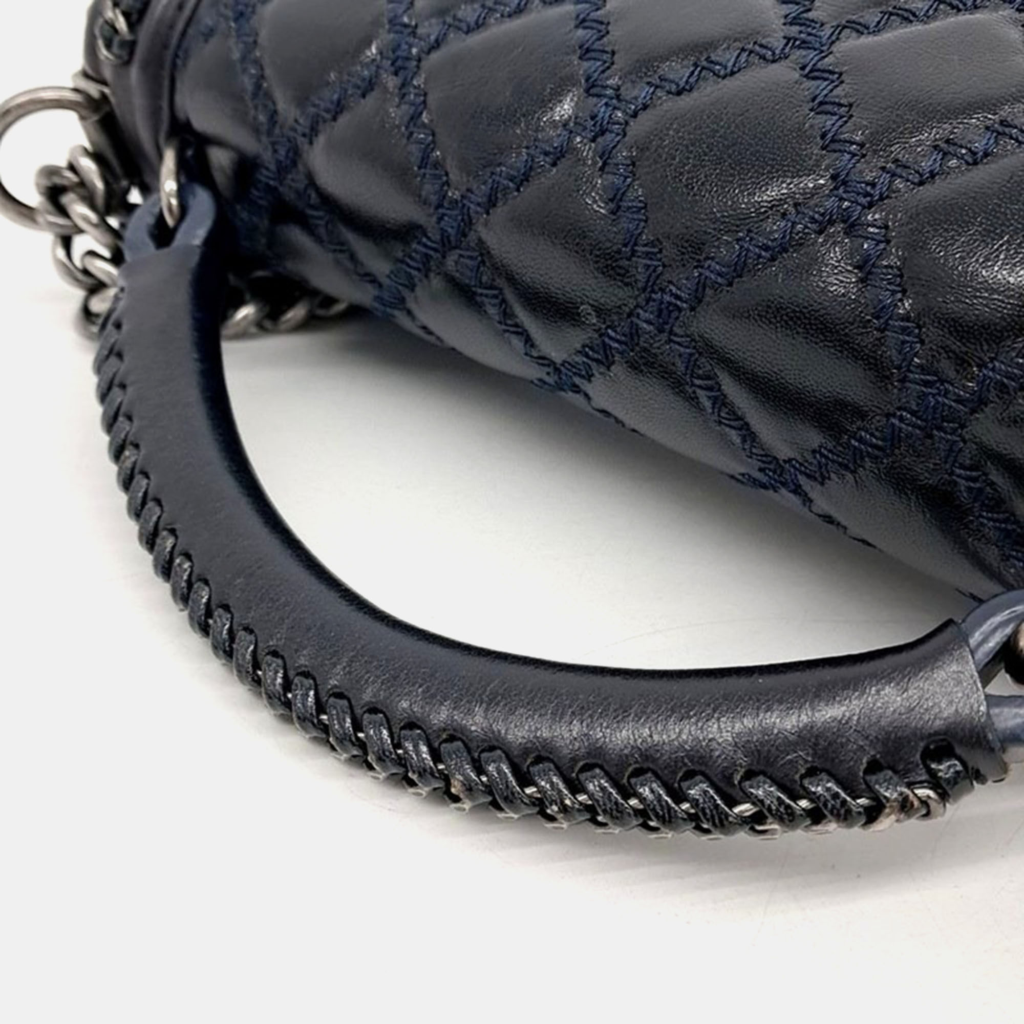 Chanel Navy Blue Boy Medium Top Handle Bag