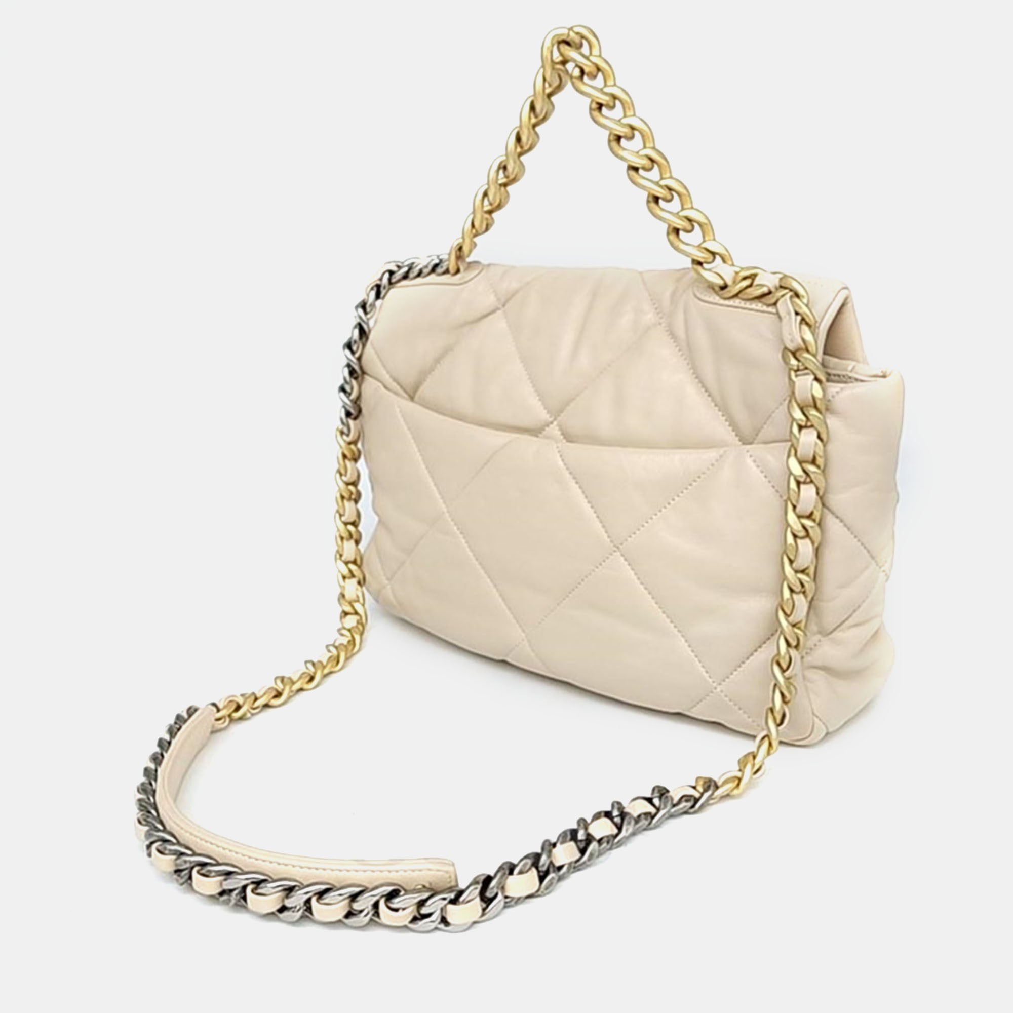 Chanel Beige Leather Large 19 Flap Bag