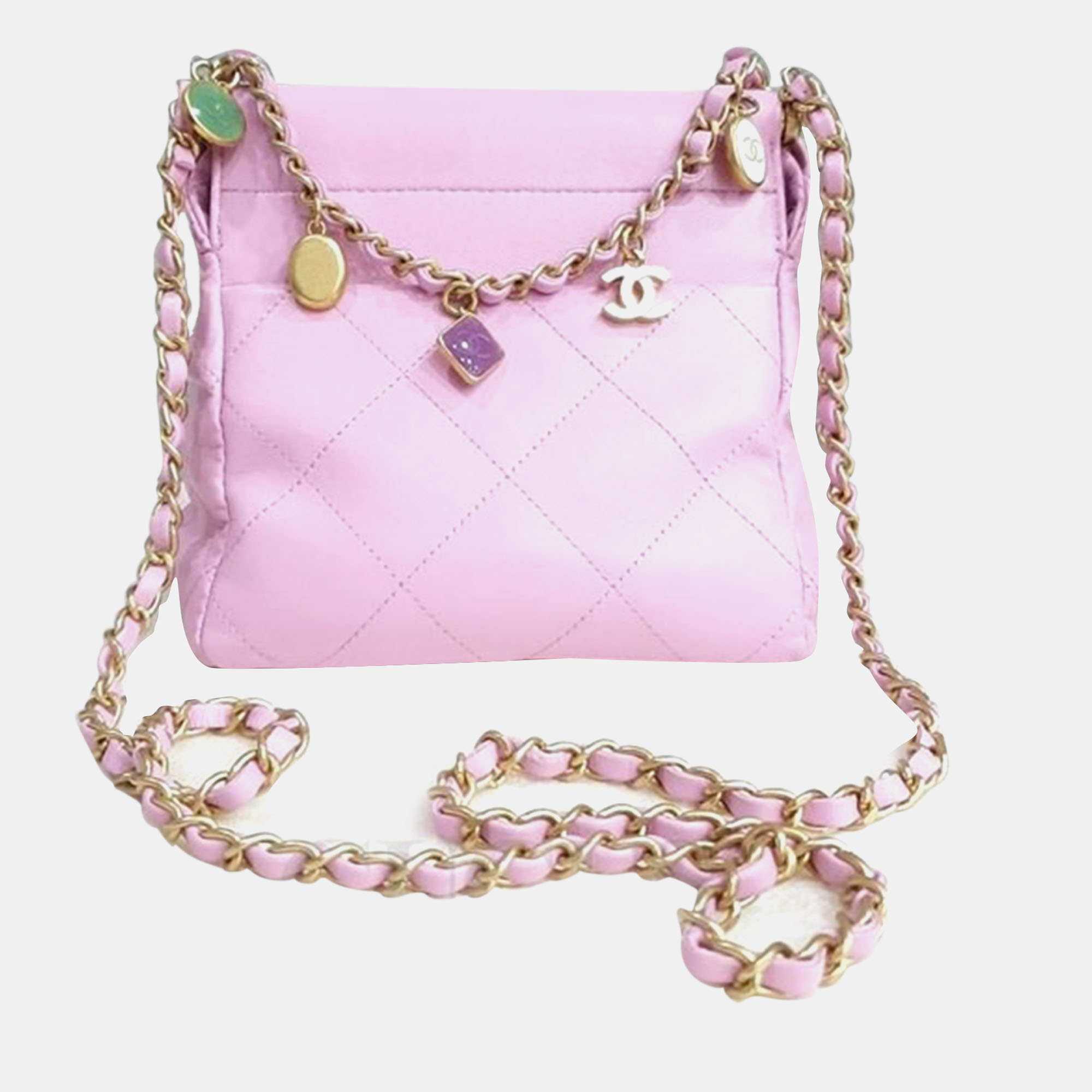 Chanel Pink Leather Small Bucket Bag