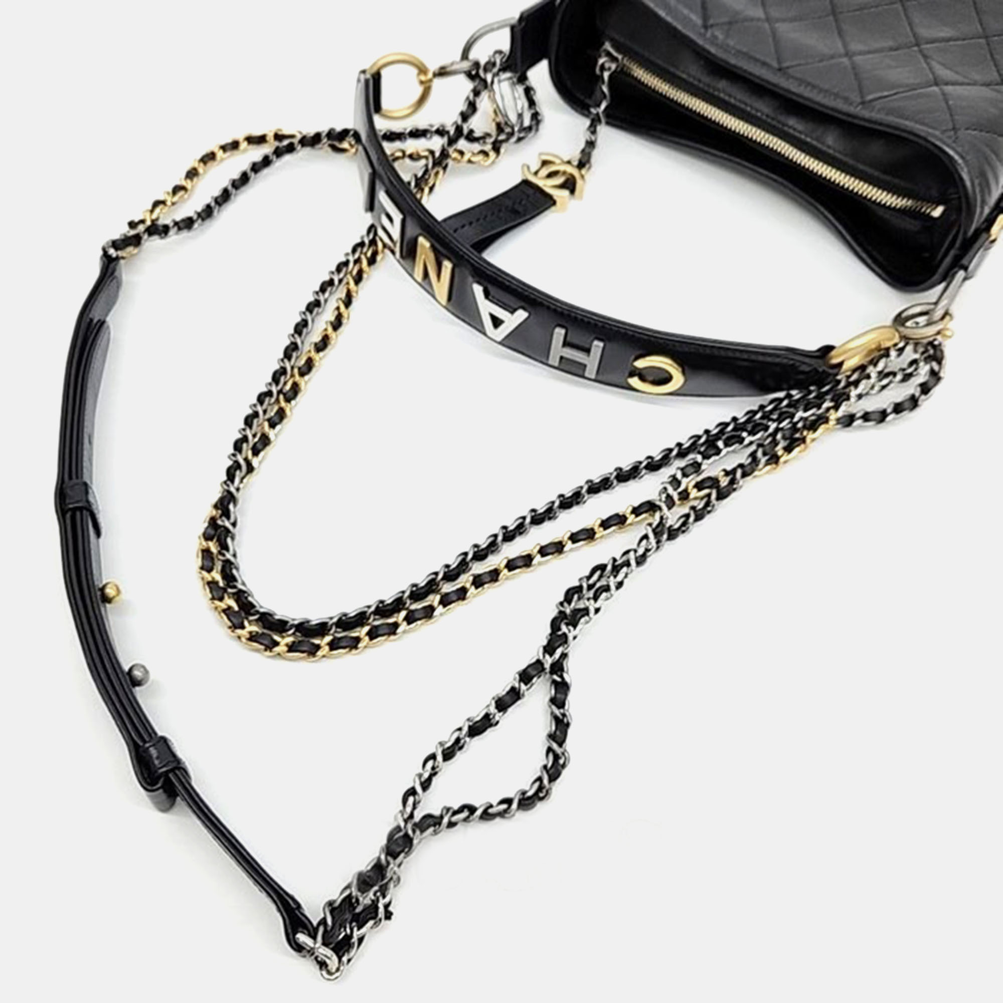 Chanel Black Leather Gabrielle Small Hobo Bag