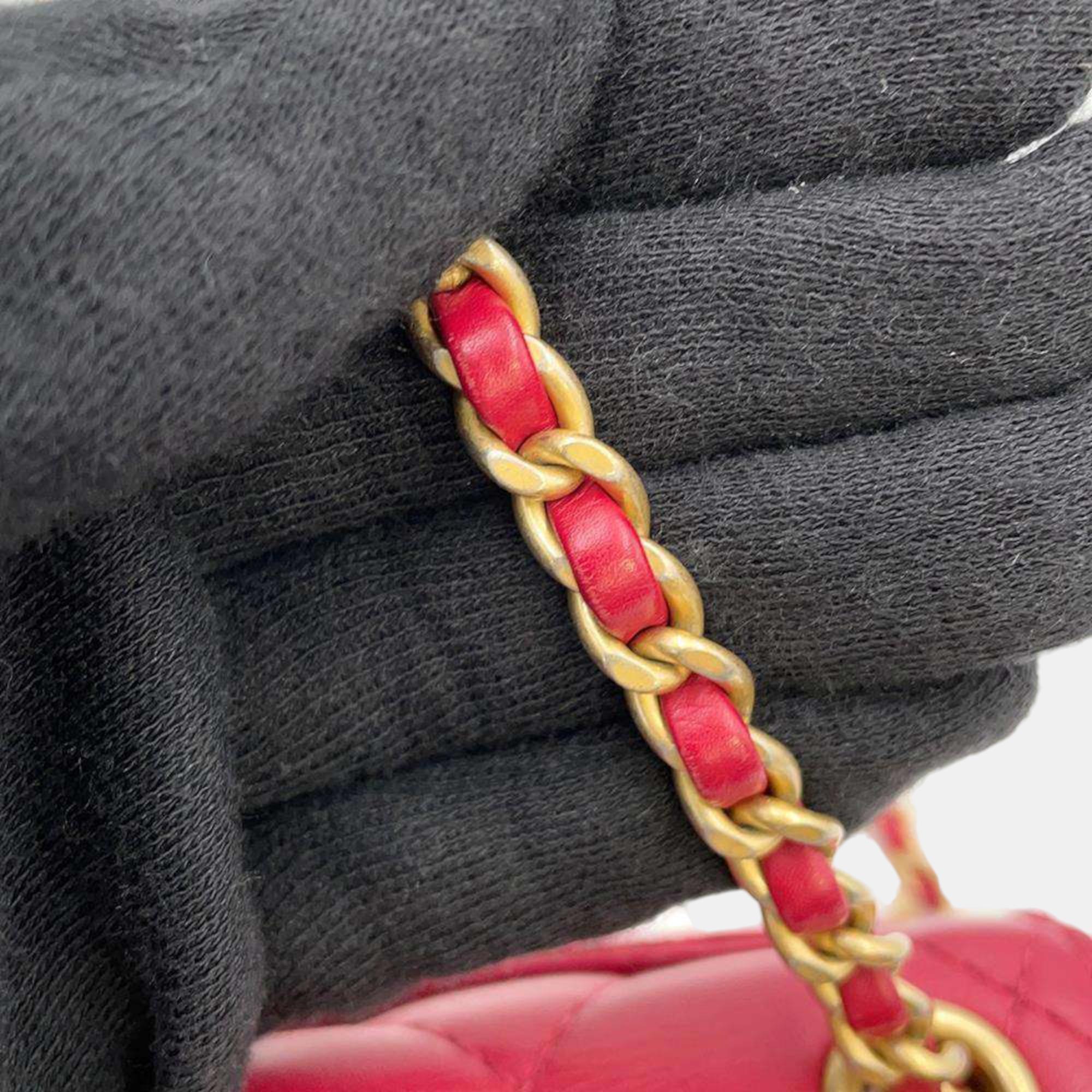 Chanel Red Lambskin Flap Chain Bag