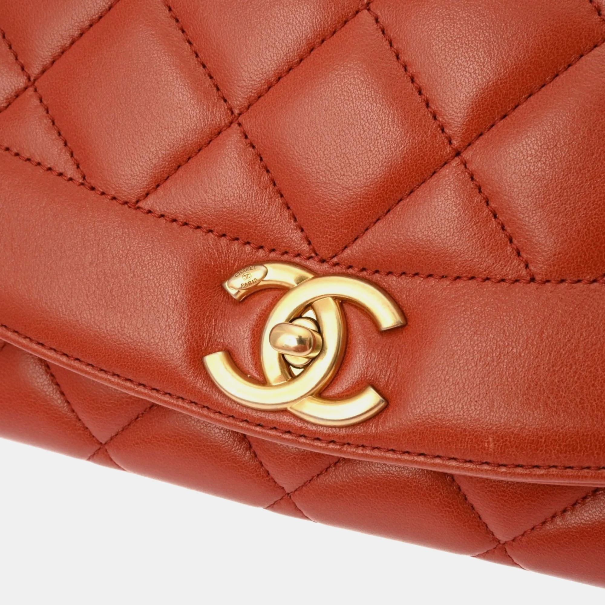 Chanel  Lambskin Brown Vintage Diana Shoulder Bag