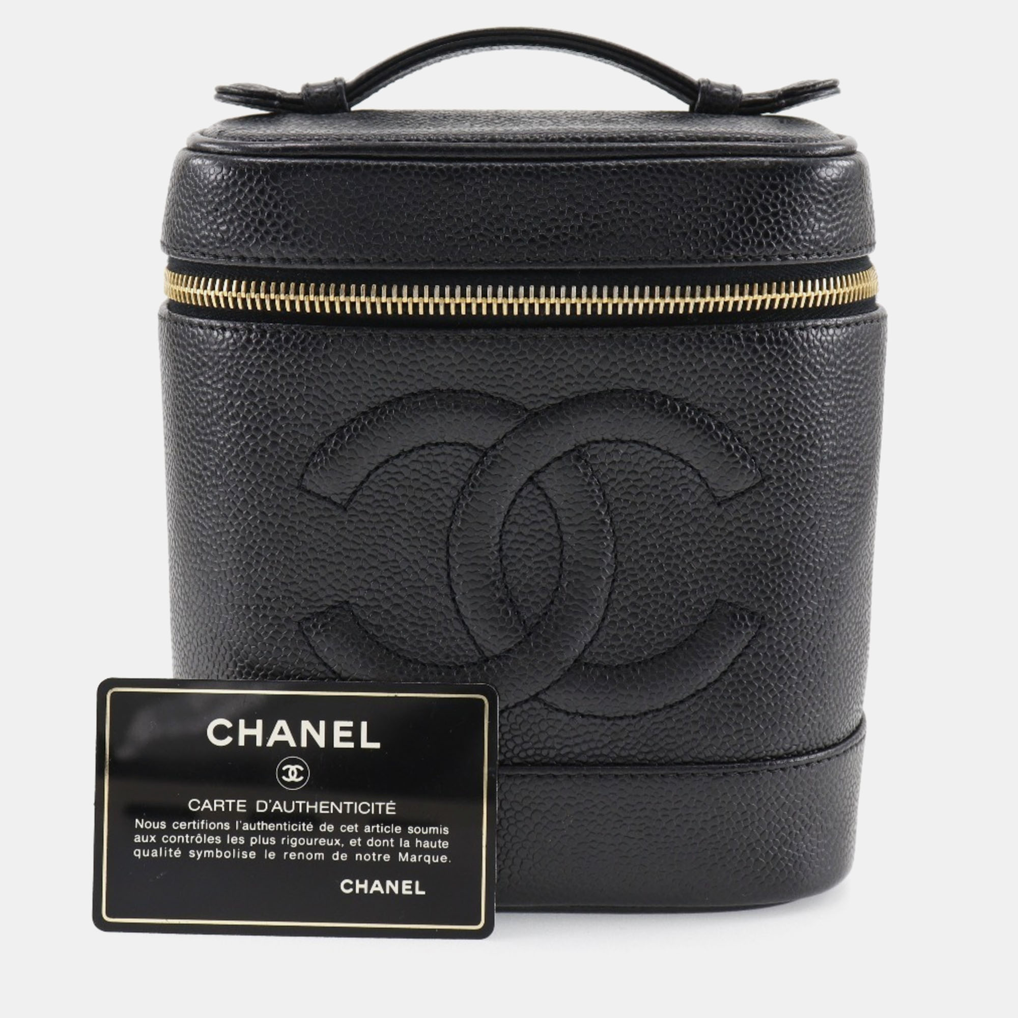 Chanel Black Leather Vanity Case Clutch