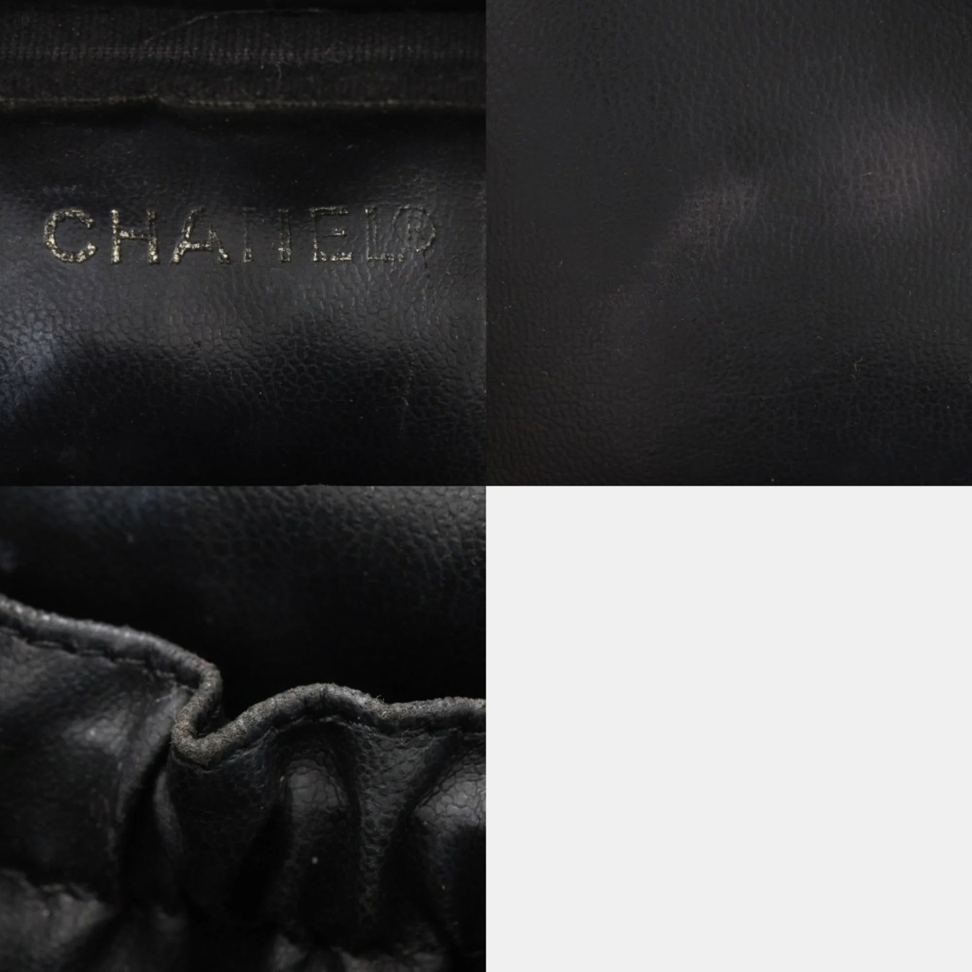 Chanel Black Leather Vanity Case Clutch