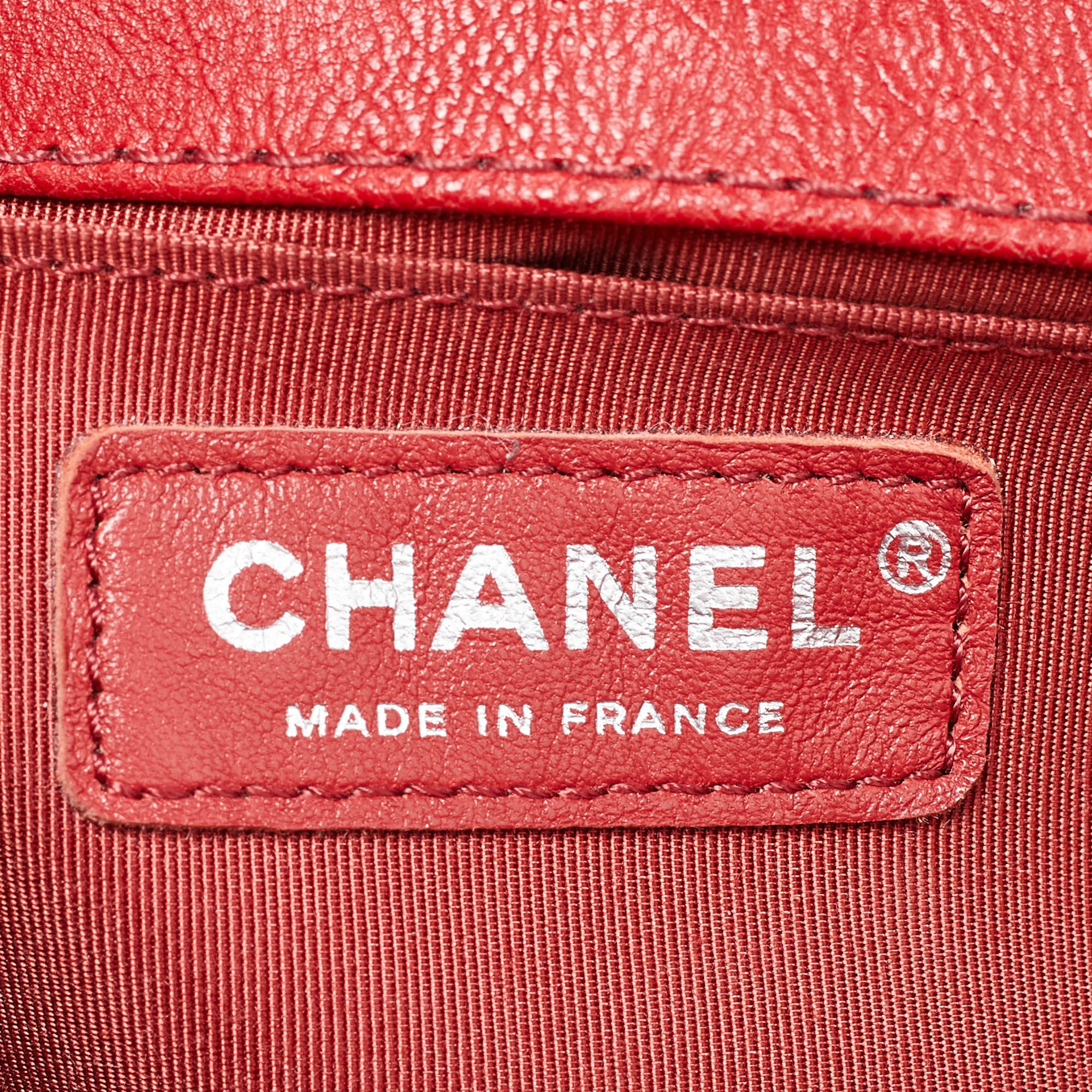 Chanel Red Quilted Leather Medium Chain Around Boy Flap Bag