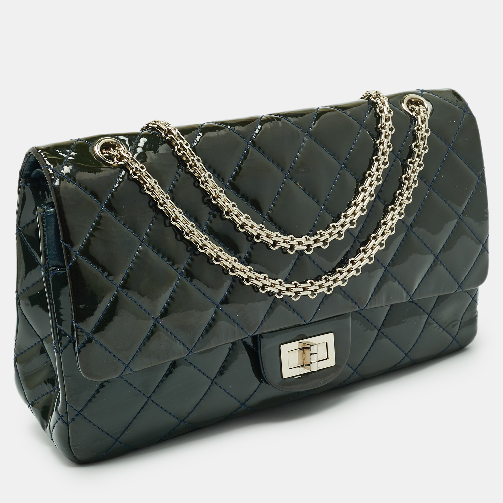 Chanel Teal Quilted Patent Leather Classic 227 Reissue 2.55 Flap Bag