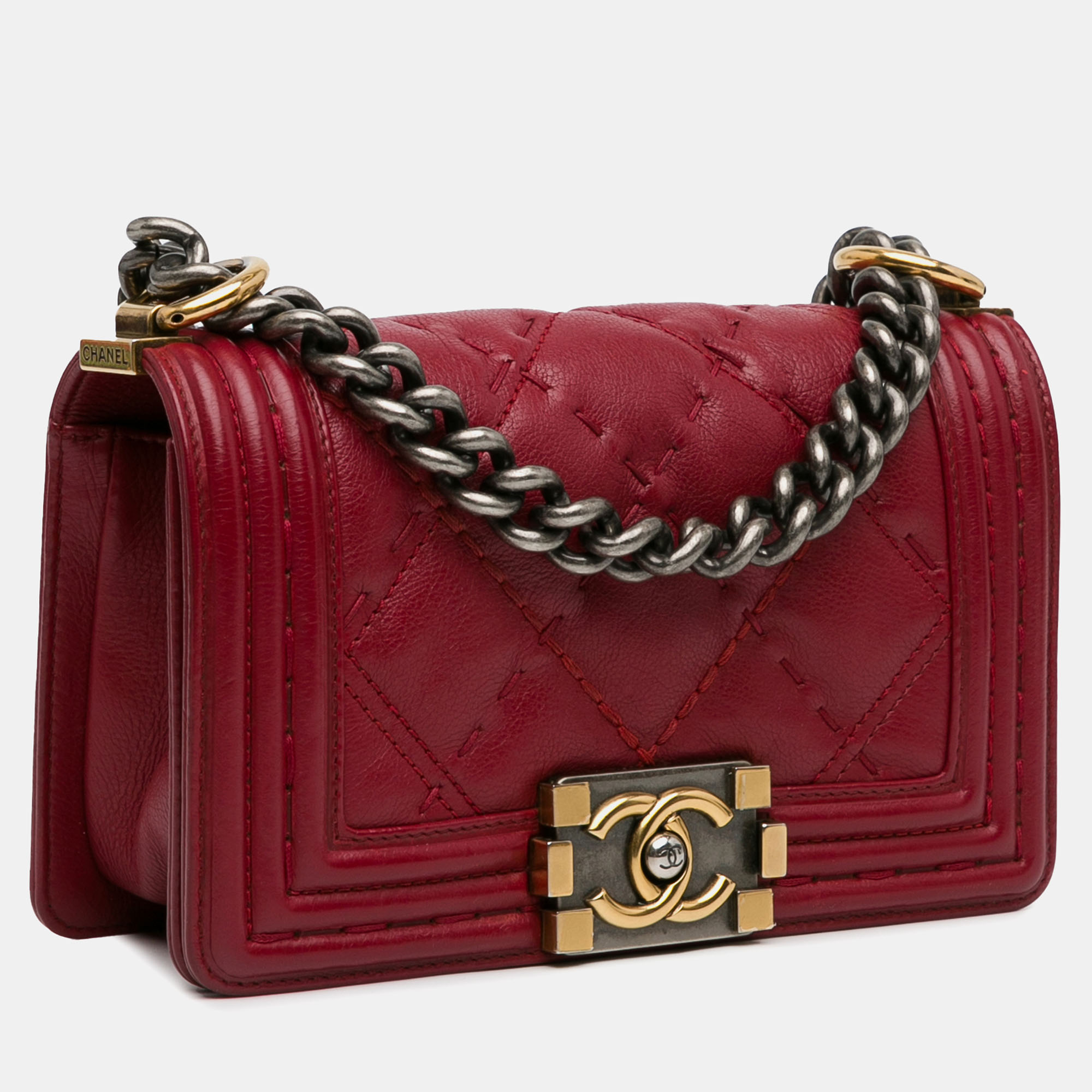 Chanel Small Grained Calfskin Boy Double Stitch Flap