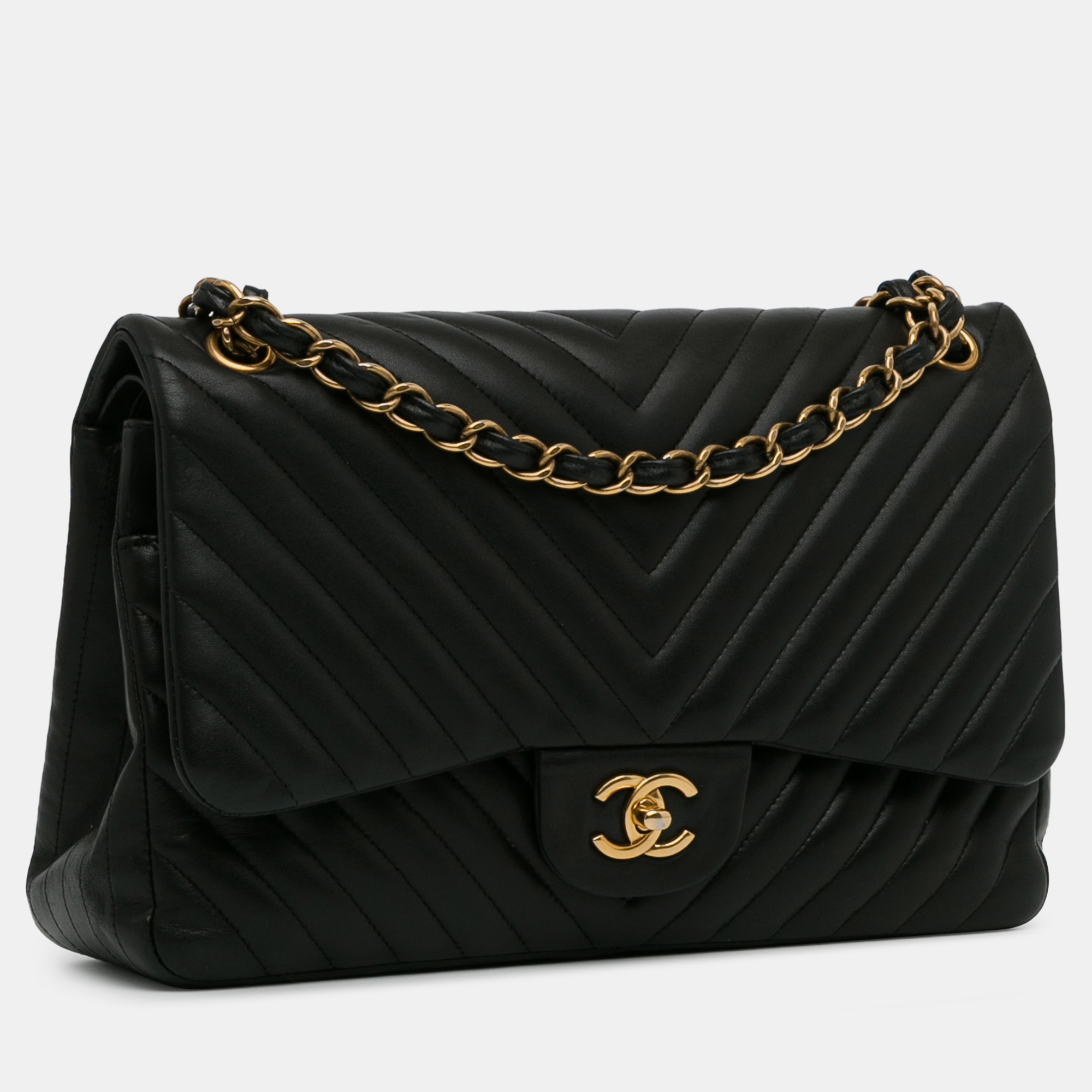 Chanel Jumbo Classic Chevron Lambskin Double Flap  Bag