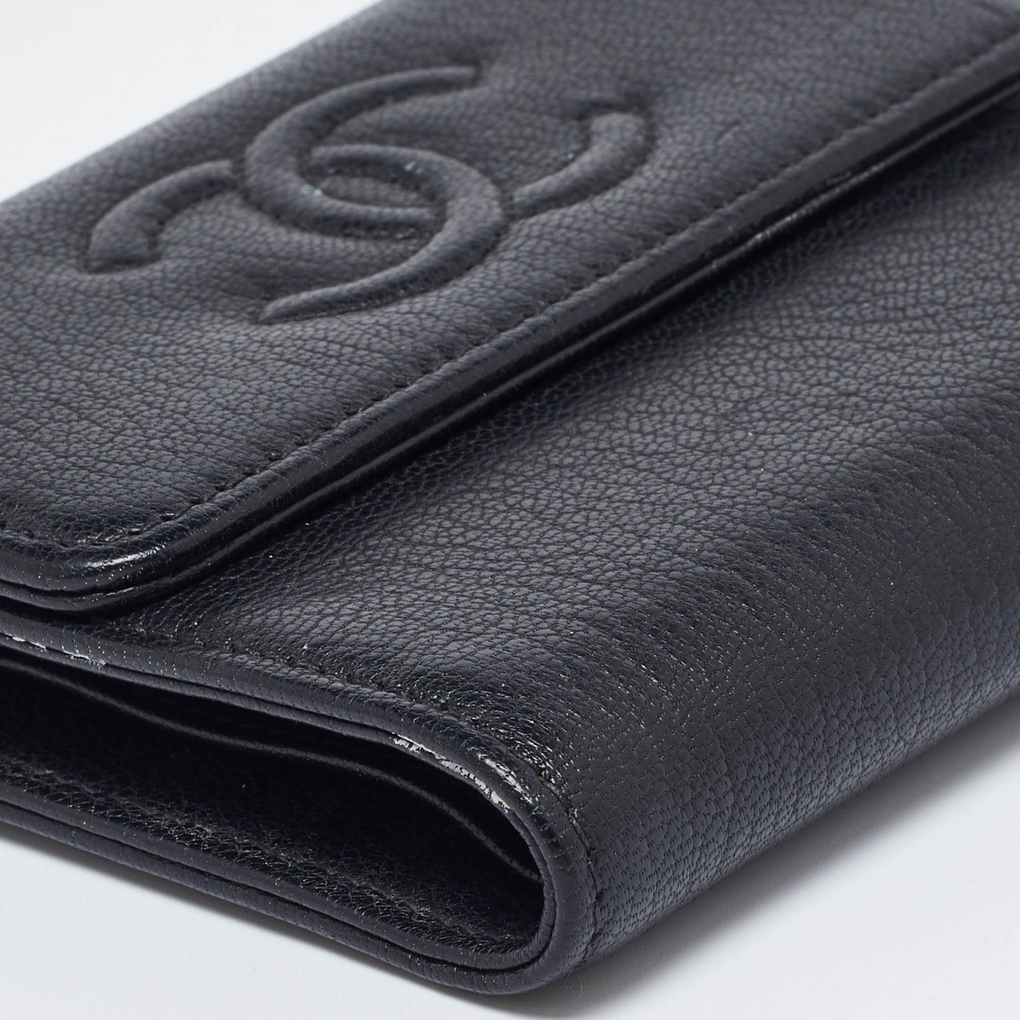 Chanel Black Leather Timeless CC Flap Trifold Wallet