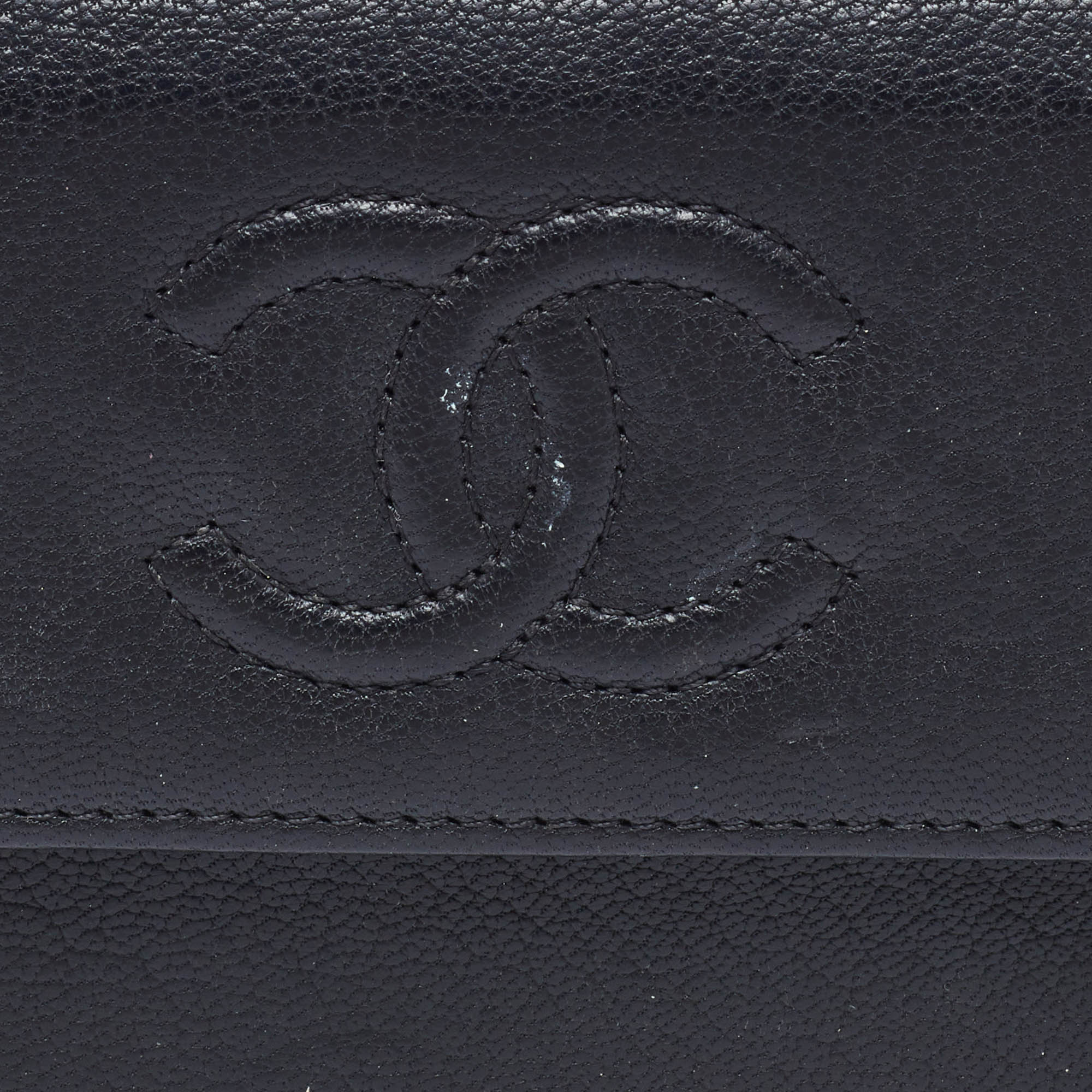 Chanel Black Leather Timeless CC Flap Trifold Wallet