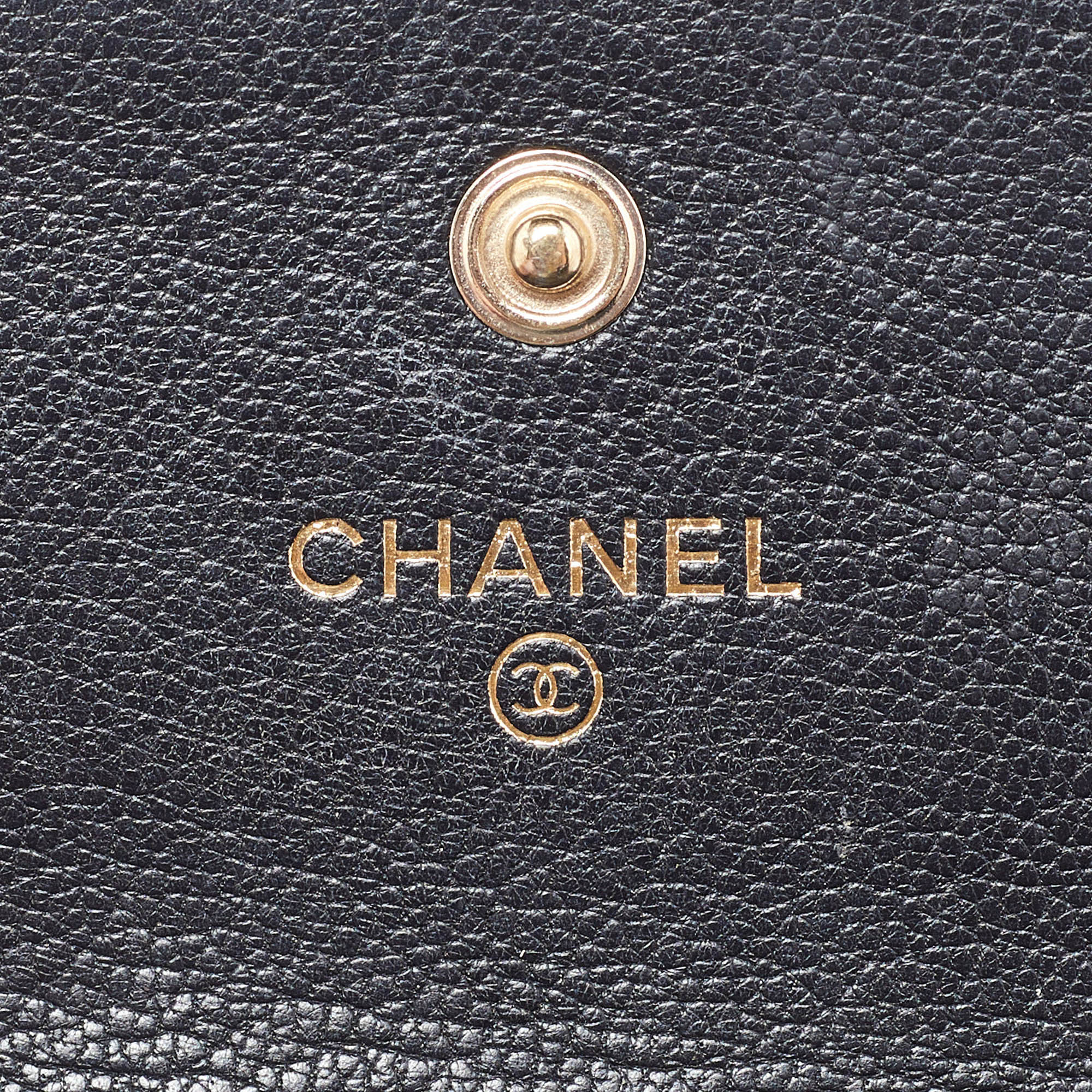 Chanel Black Leather Timeless CC Flap Trifold Wallet