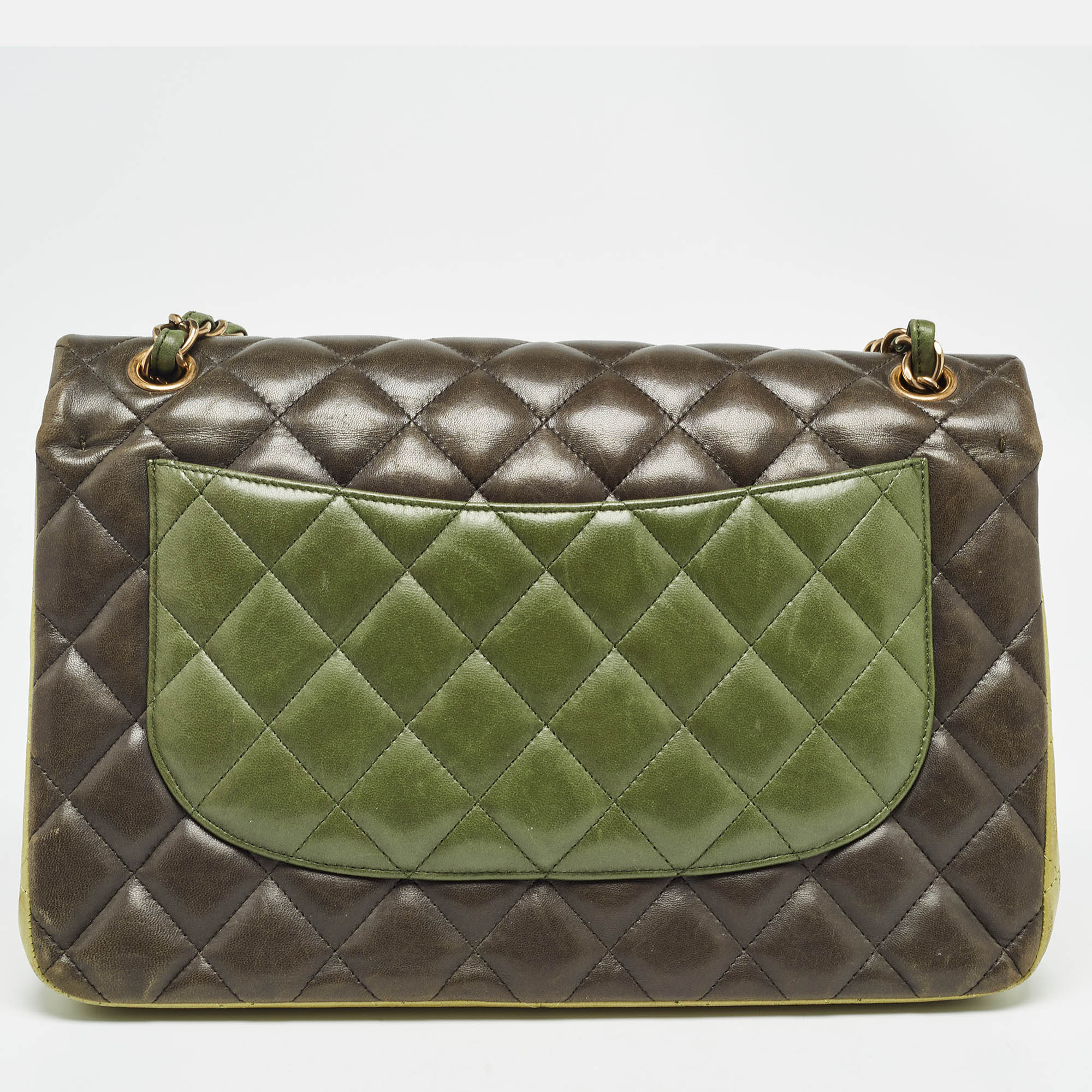 Chanel Tricolor Quilted Leather Jumbo Classic Double Flap Bag