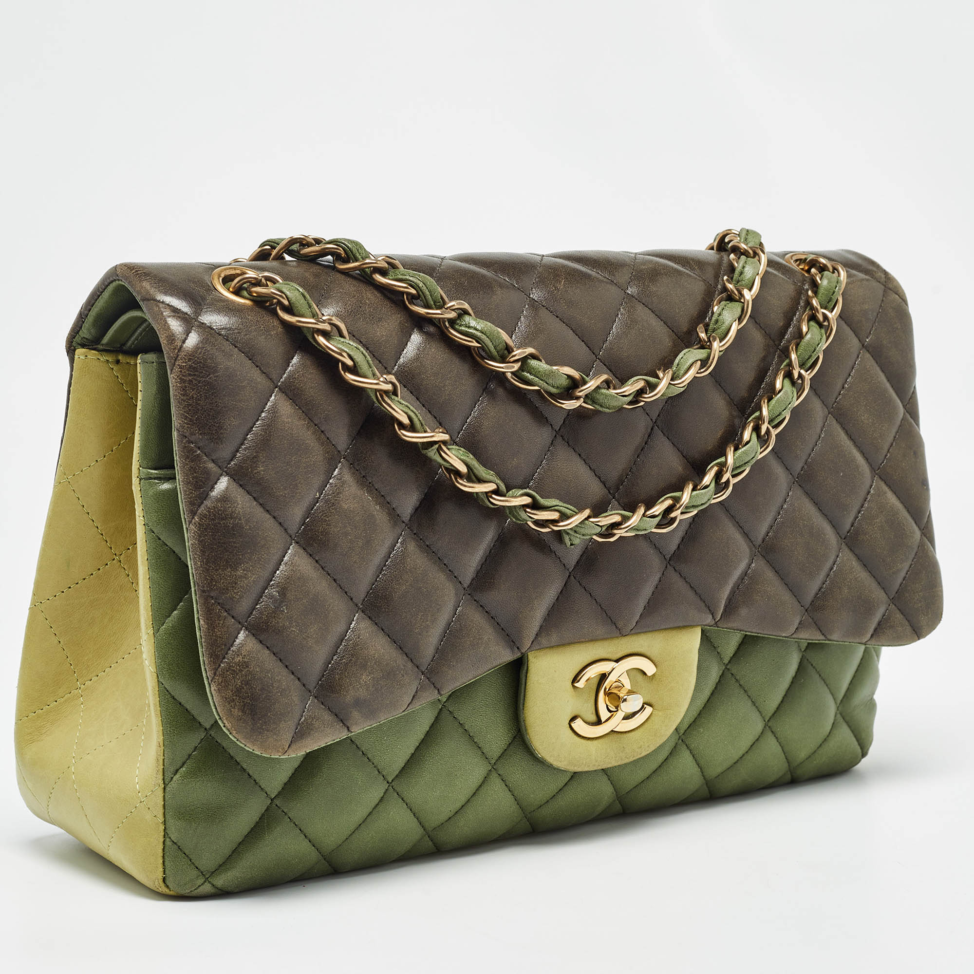 Chanel Tricolor Quilted Leather Jumbo Classic Double Flap Bag