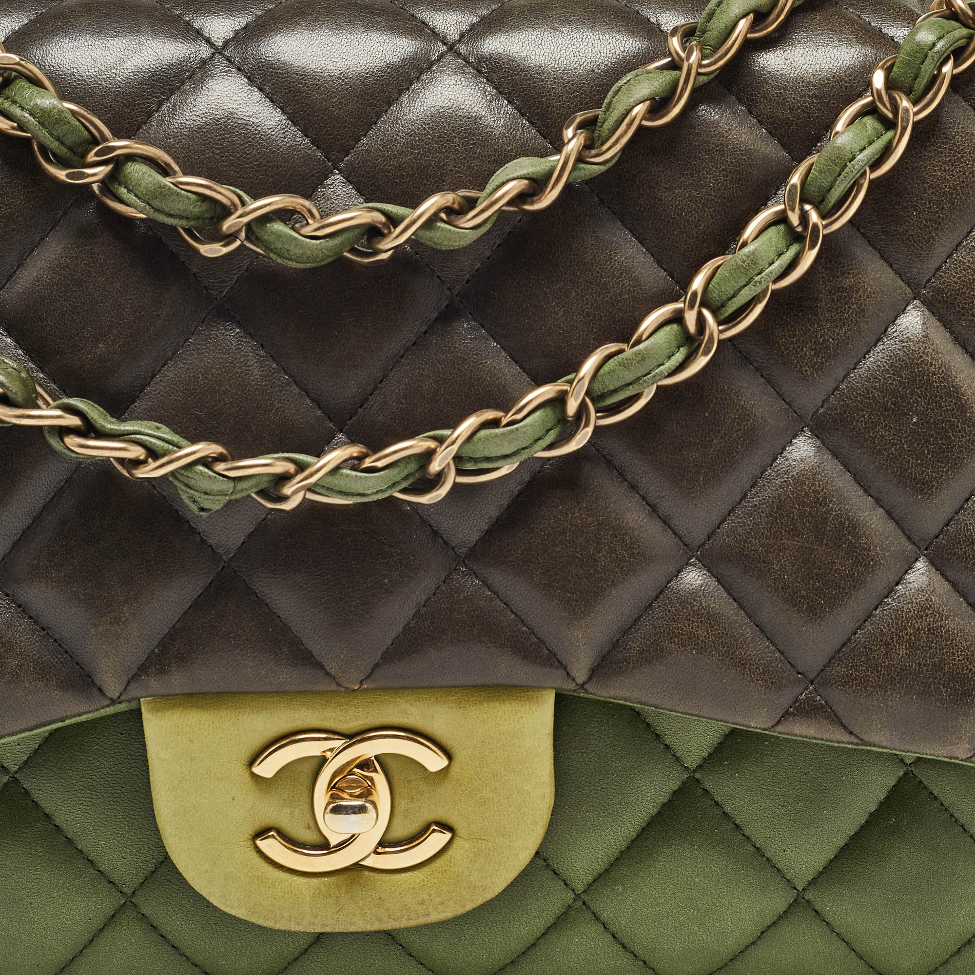 Chanel Tricolor Quilted Leather Jumbo Classic Double Flap Bag