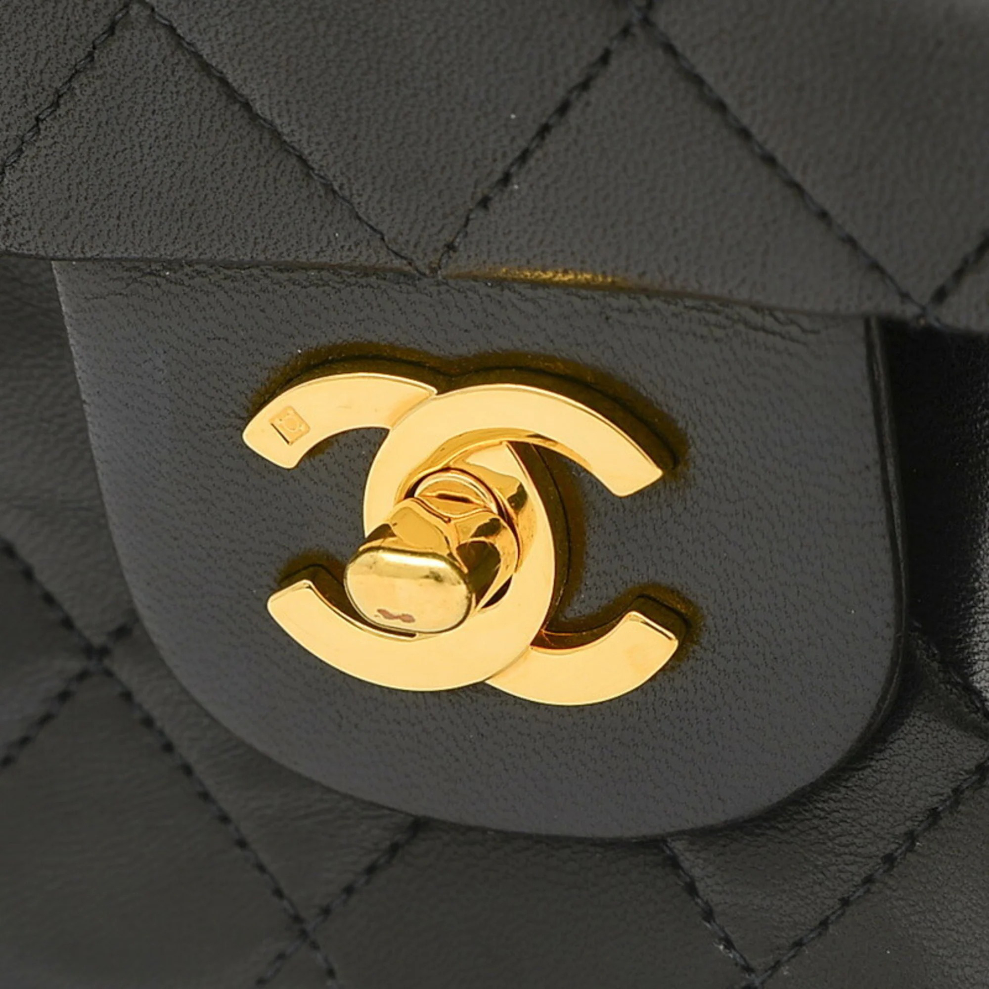 Chanel Black Lambskin Leather Medium Classic Double Flap Shoulder Bags