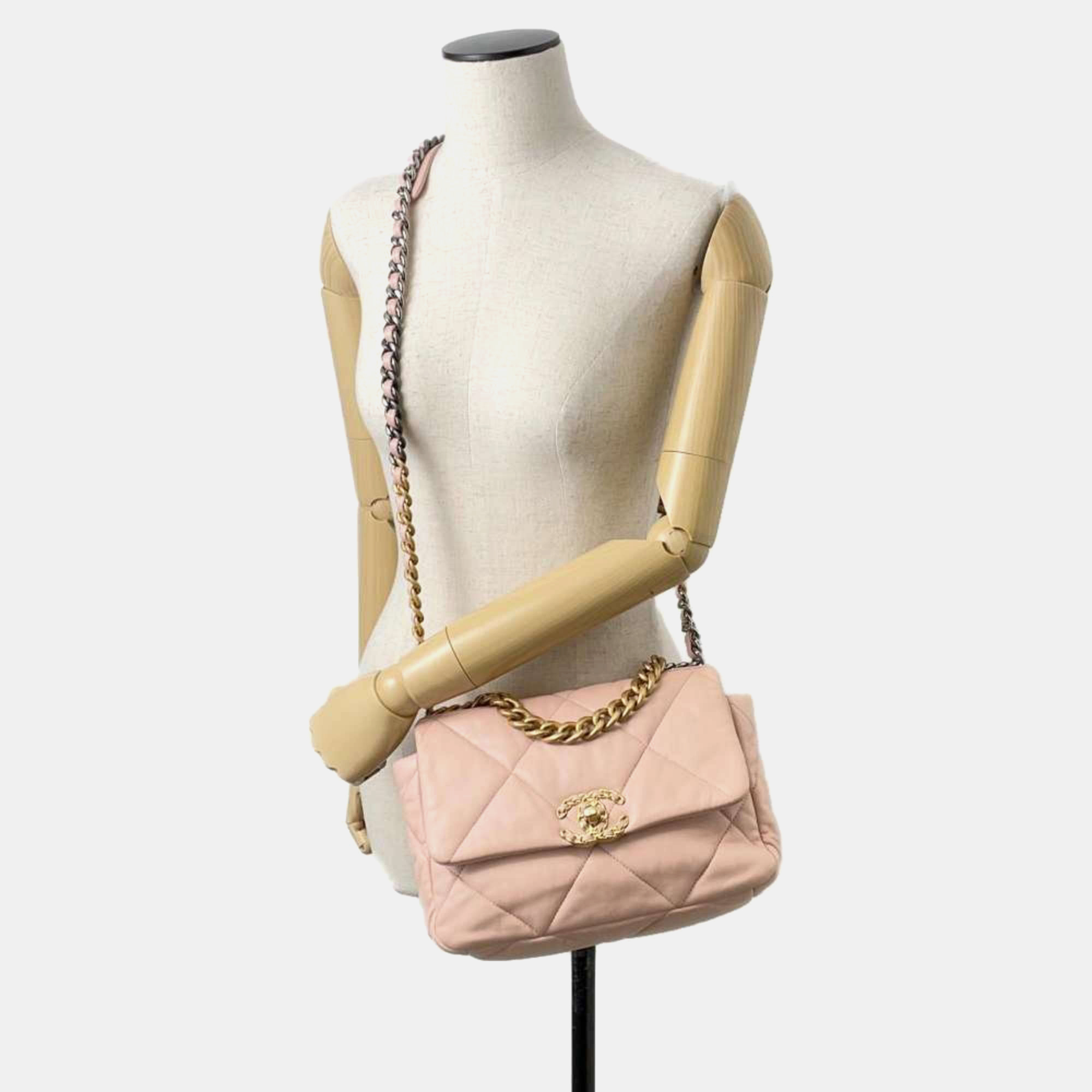 Chanel Pink Leather Medium 19 Shoulder Bag