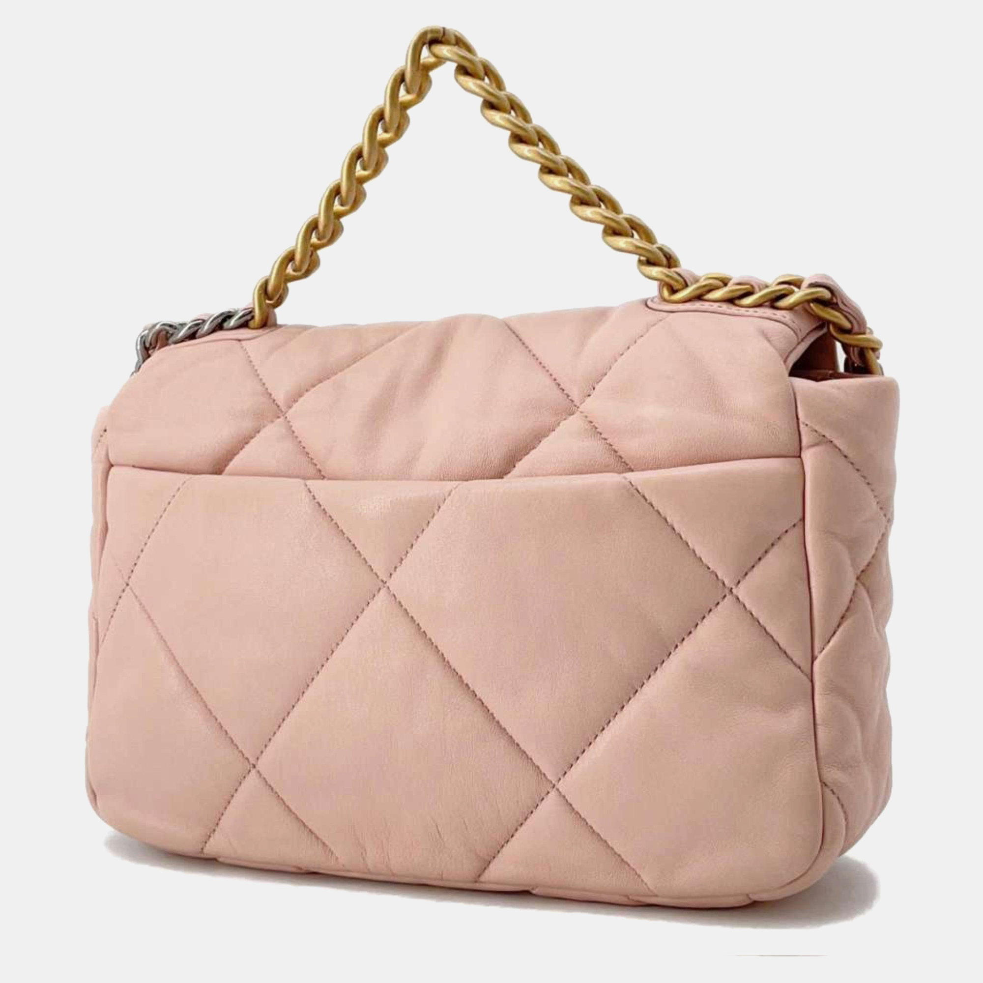 Chanel Pink Leather Medium 19 Shoulder Bag