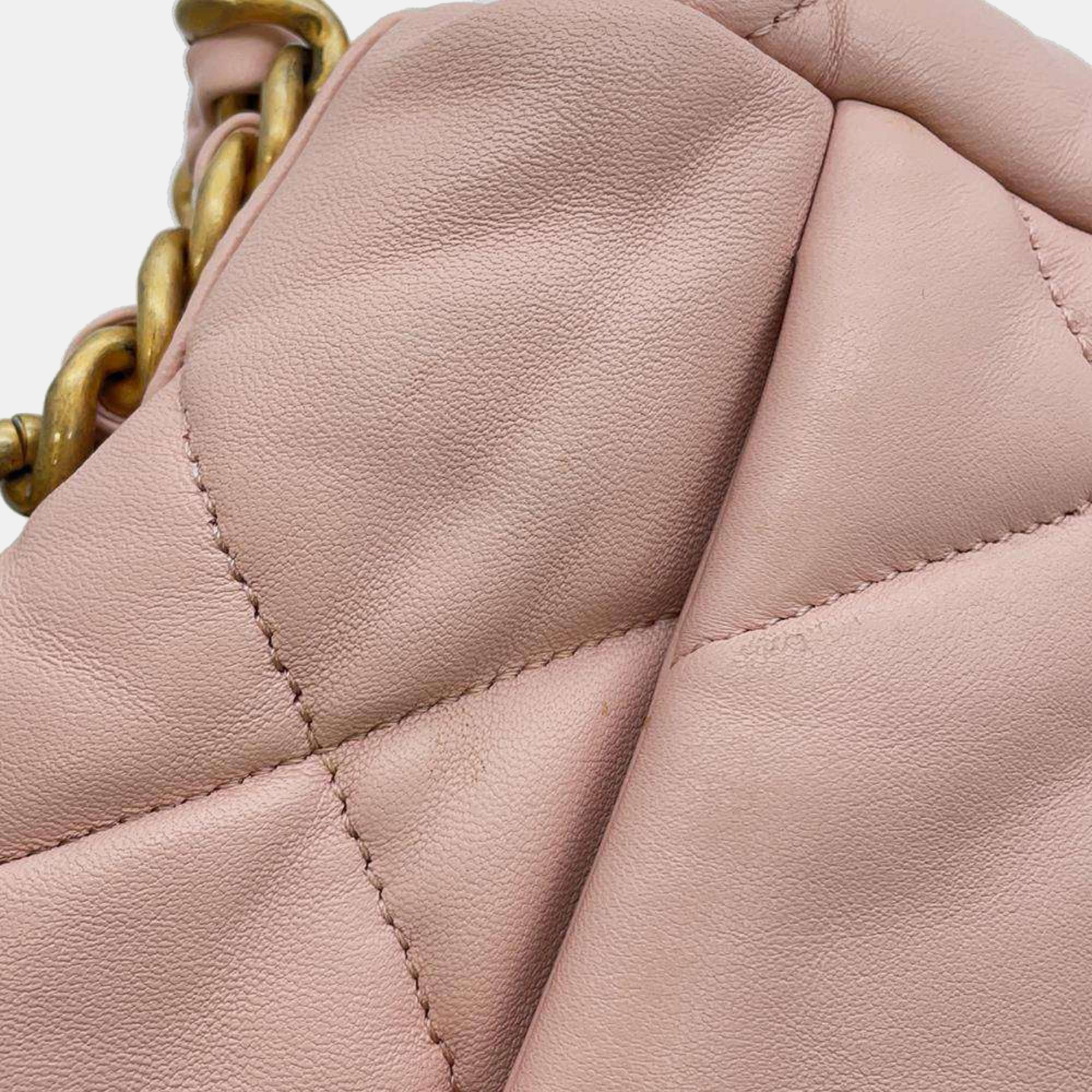 Chanel Pink Leather Medium 19 Shoulder Bag