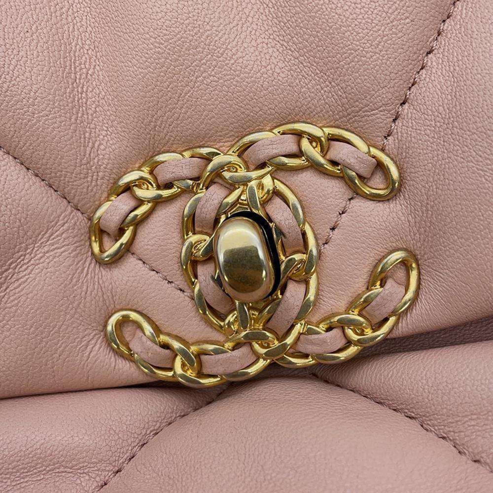 Chanel Pink Leather Medium 19 Shoulder Bag