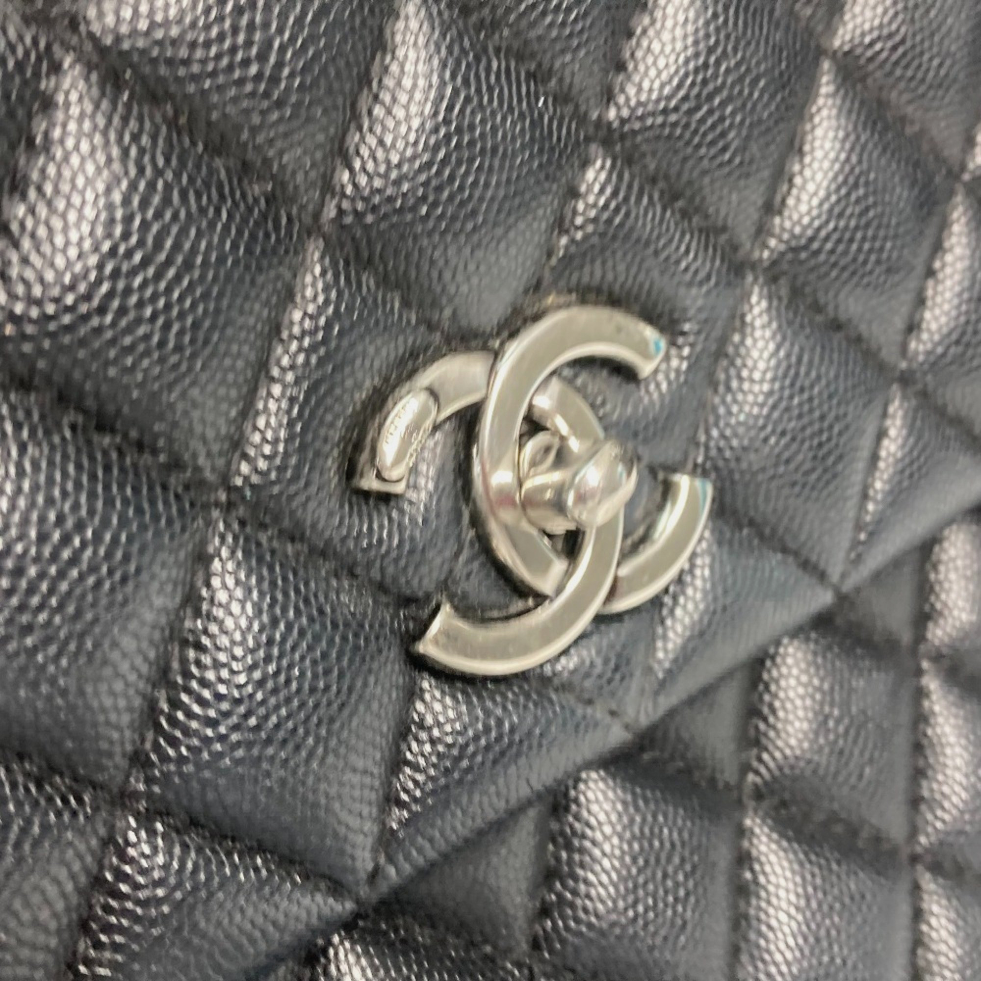 Chanel Black Leather Medium Coco Handle Top Handle Bag