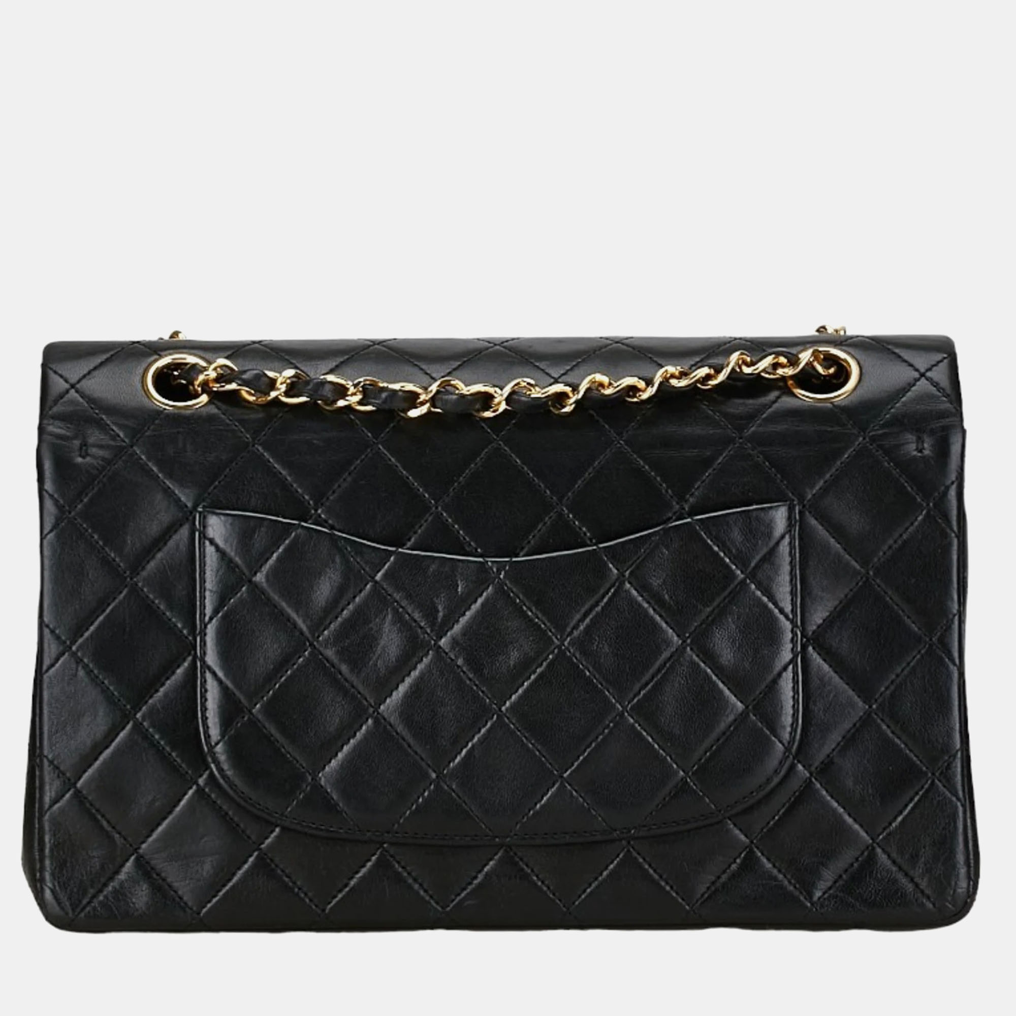 Chanel Black Leather Medium Classic Double Flap Shoulder Bag