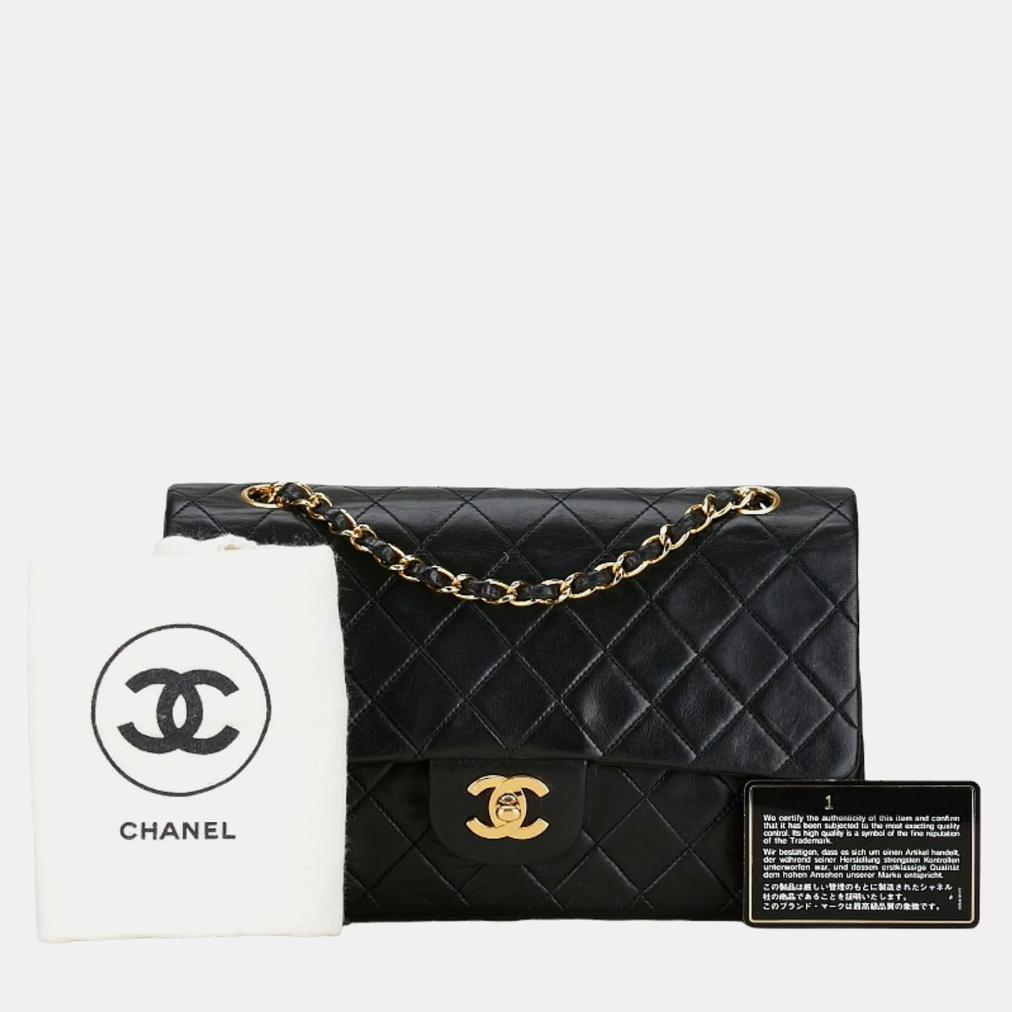 Chanel Black Leather Medium Classic Double Flap Shoulder Bag