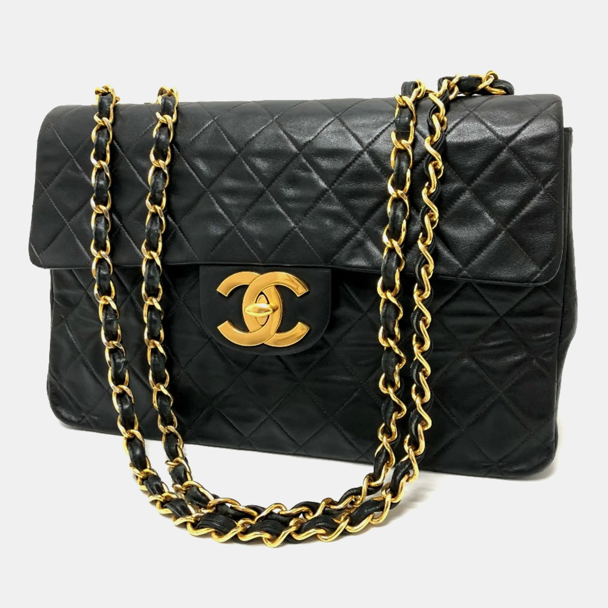 Chanel Black Quilted Lambskin Maxi Jumbo XL Classic Single Flap Bag