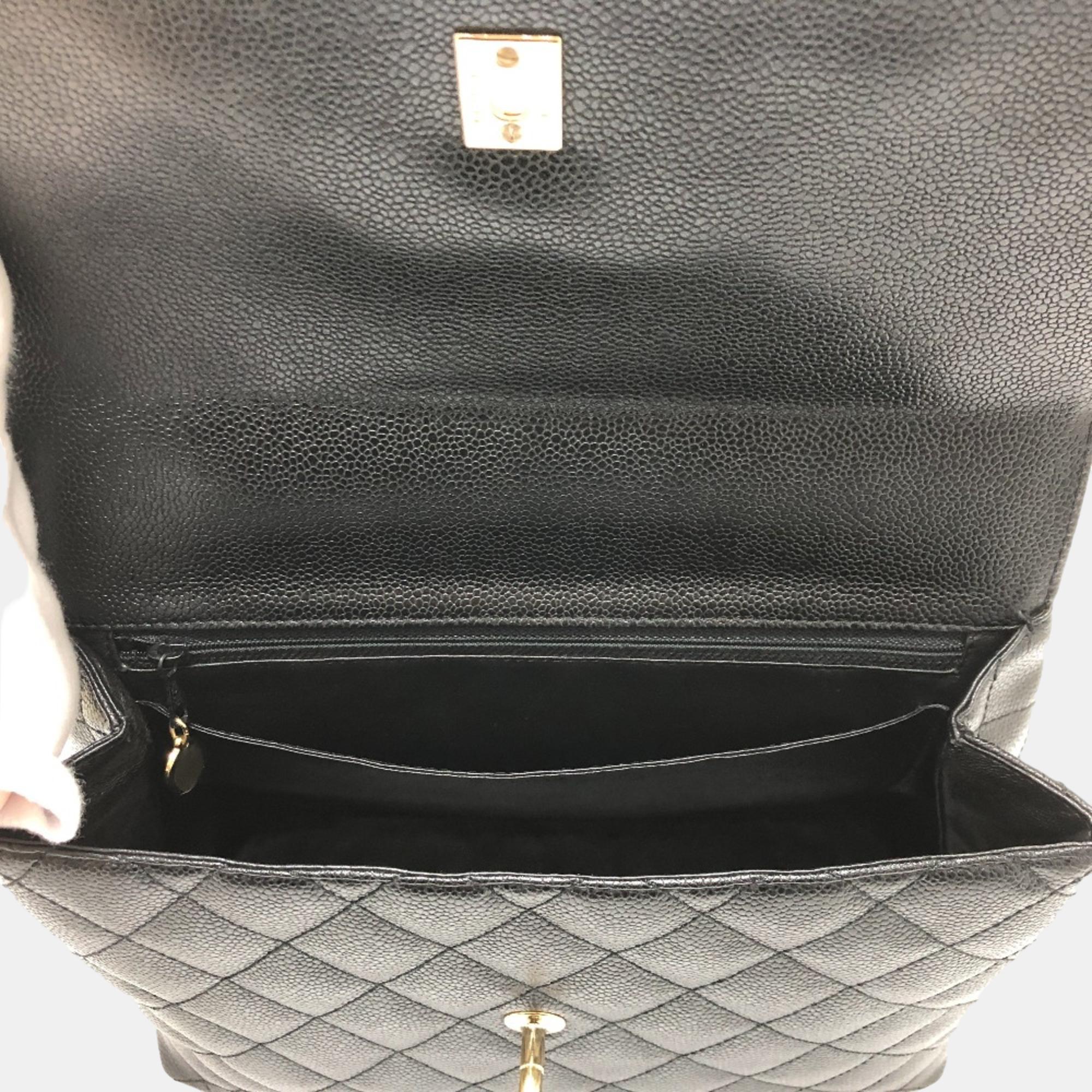 Chanel Black Leather  Kelly Top Handle Bags