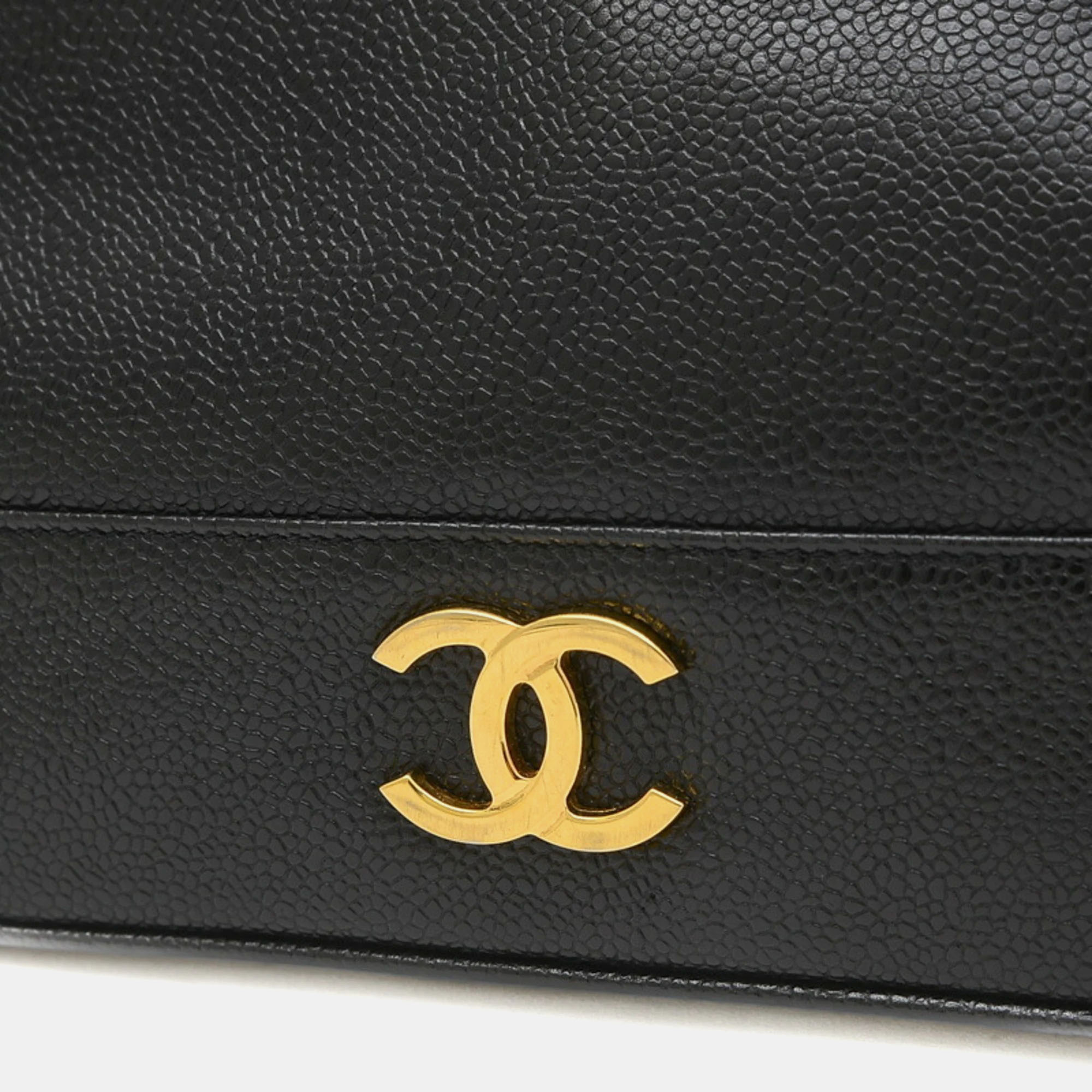 Chanel Black Caviar Leather Triple CC Tote Bag