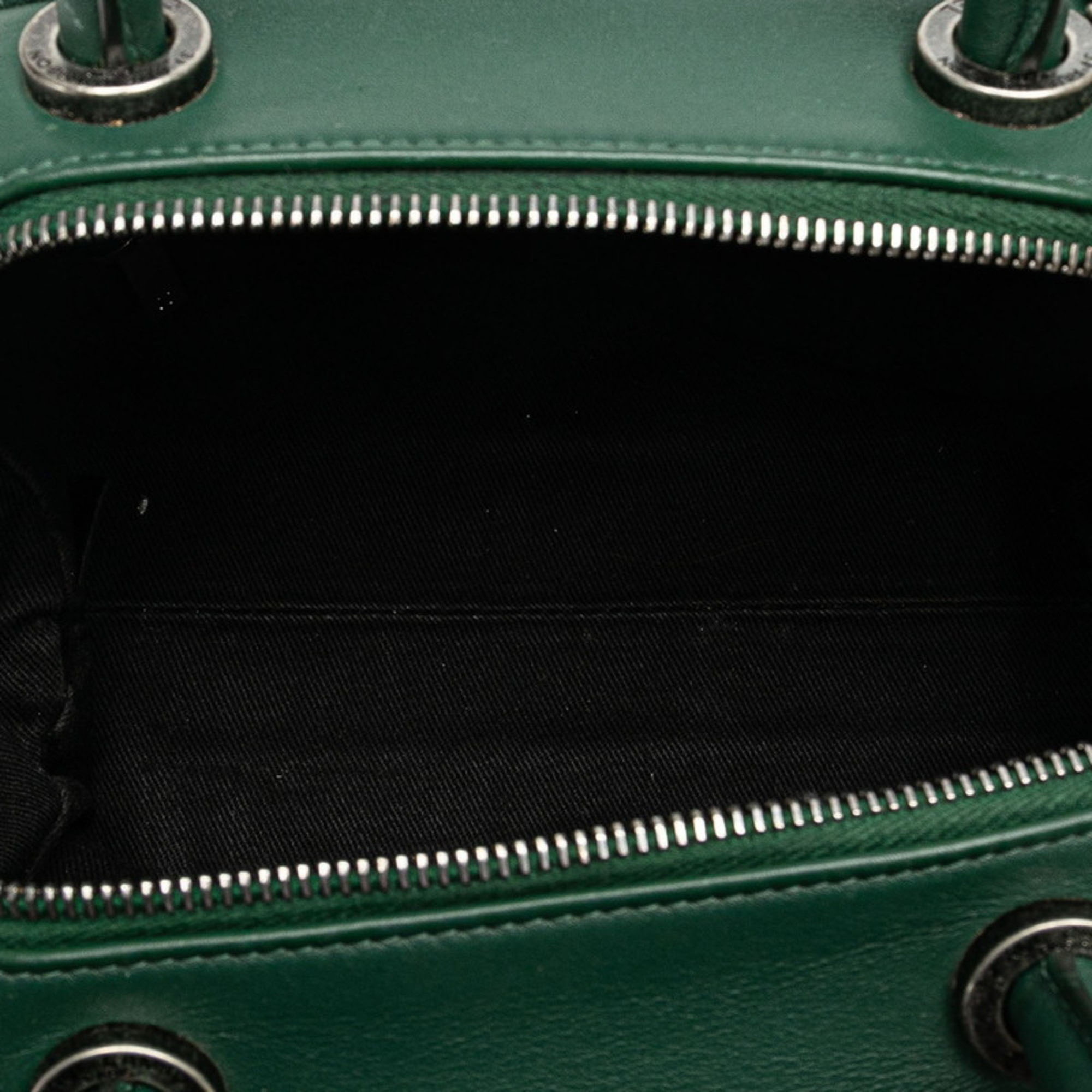 Chanel Green/Red Calfskin Woven Leather Bowling Bag