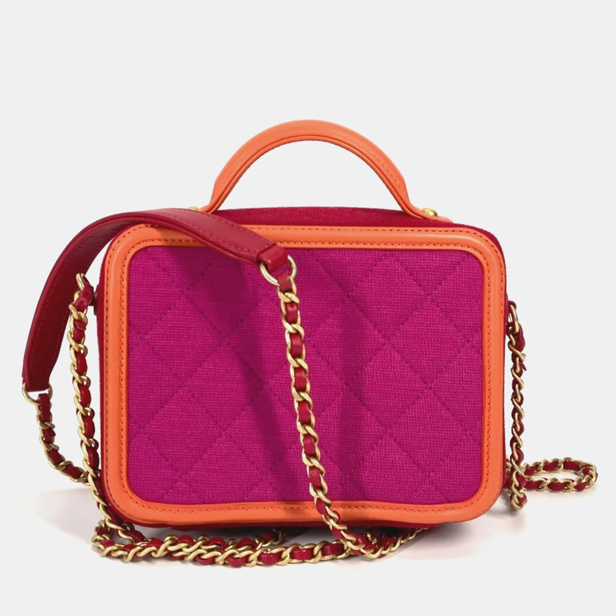 Chanel Multicolour Quilted Jersey Small Filigree Vanity Case