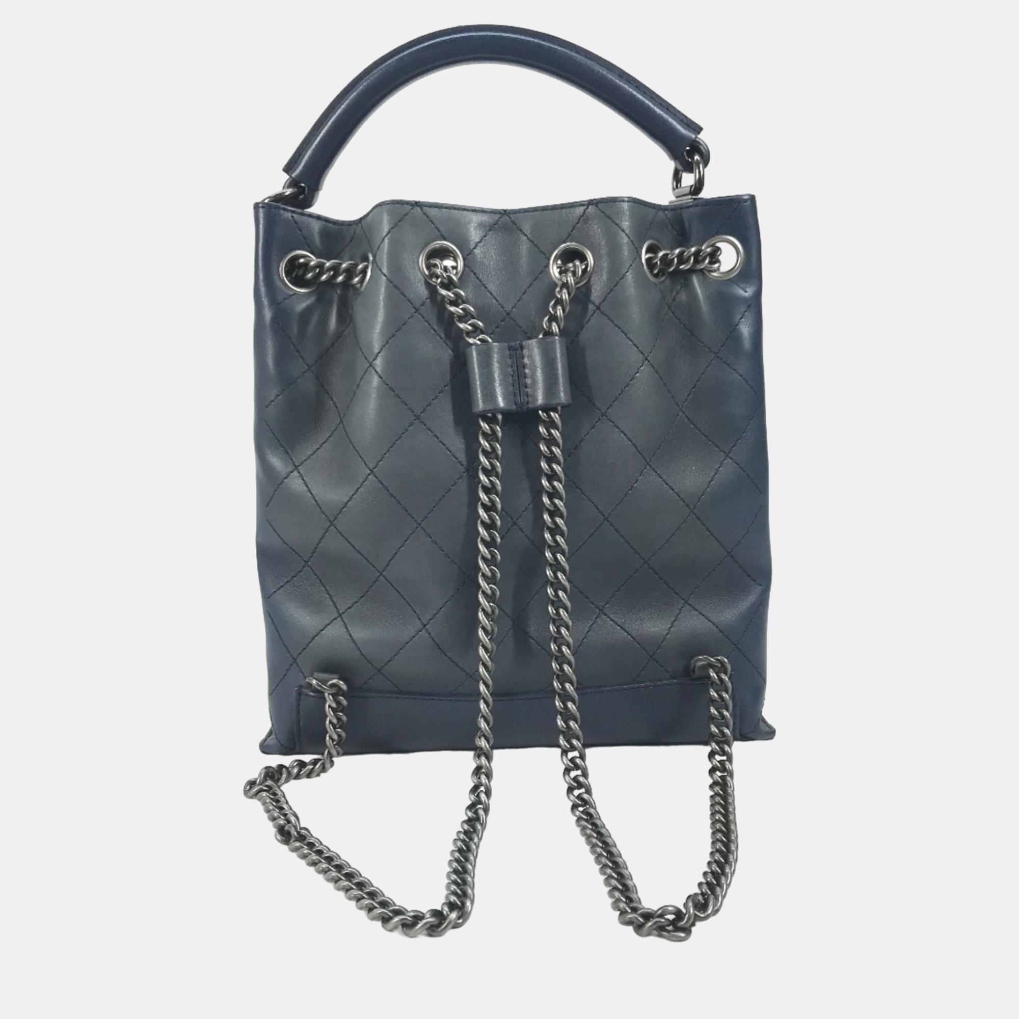 Chanel Blue Leather Urban Luxury Backpack