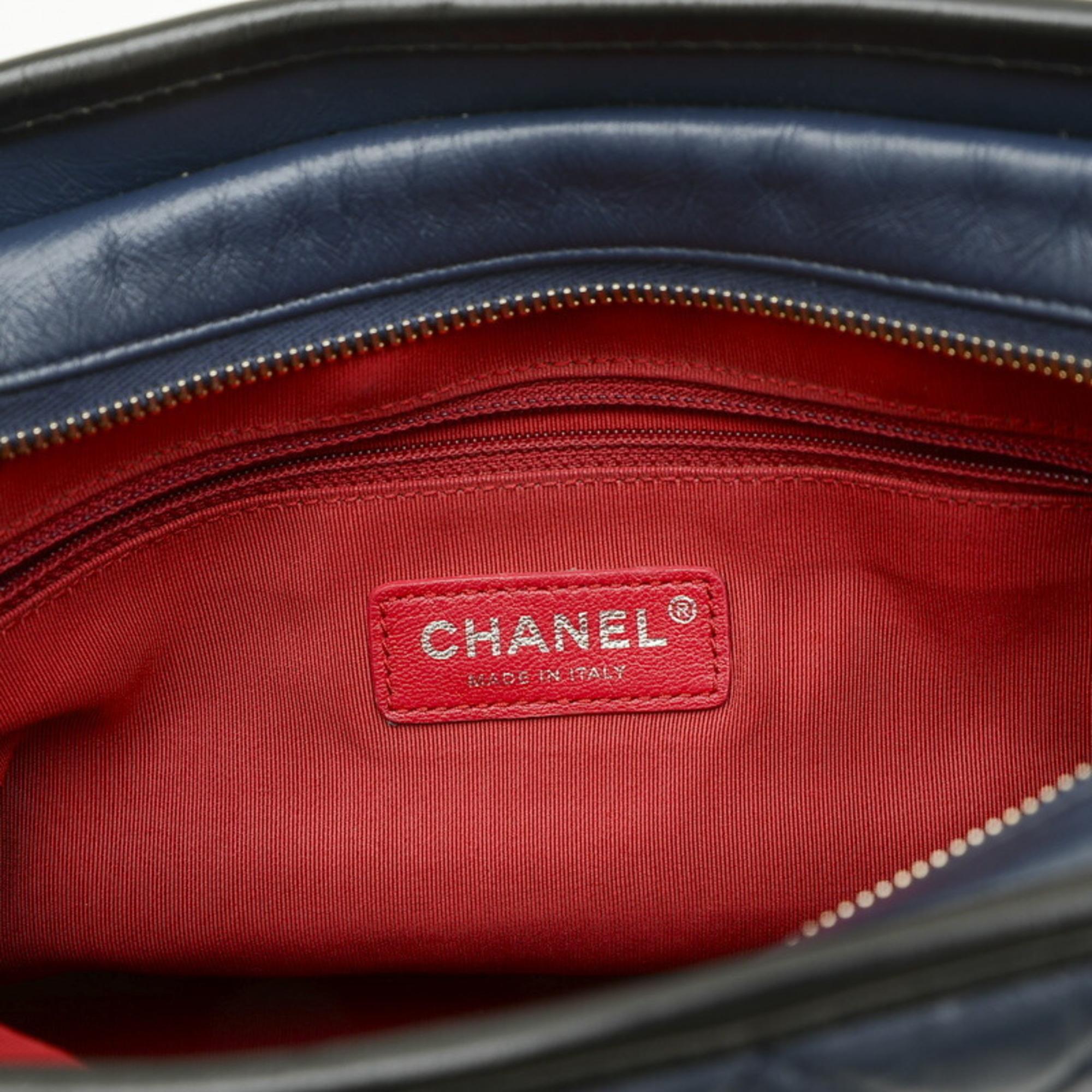 Chanel Black/Navy Blue  Leather Medium Gabrielle Shoulder Bags