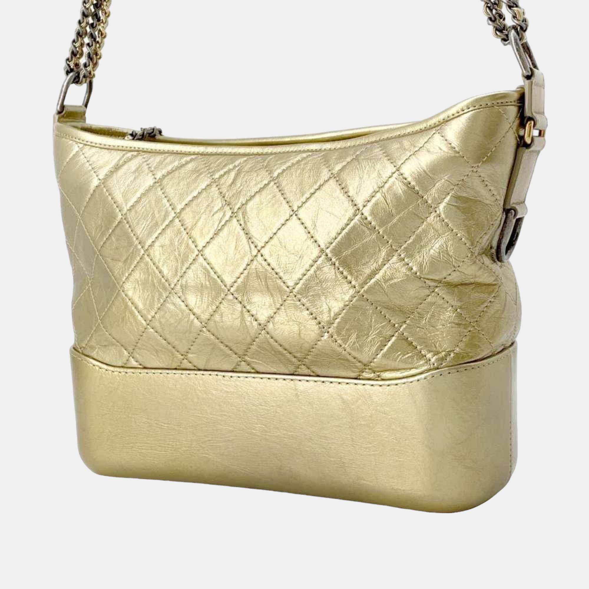 Chanel Metallic Gold Leather Medium Gabrielle Shoulder Bags