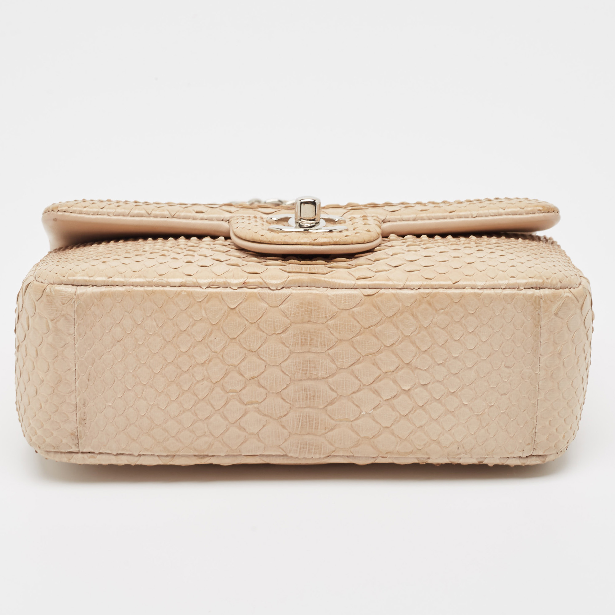 Chanel Beige Python Small Charm Single Flap Bag