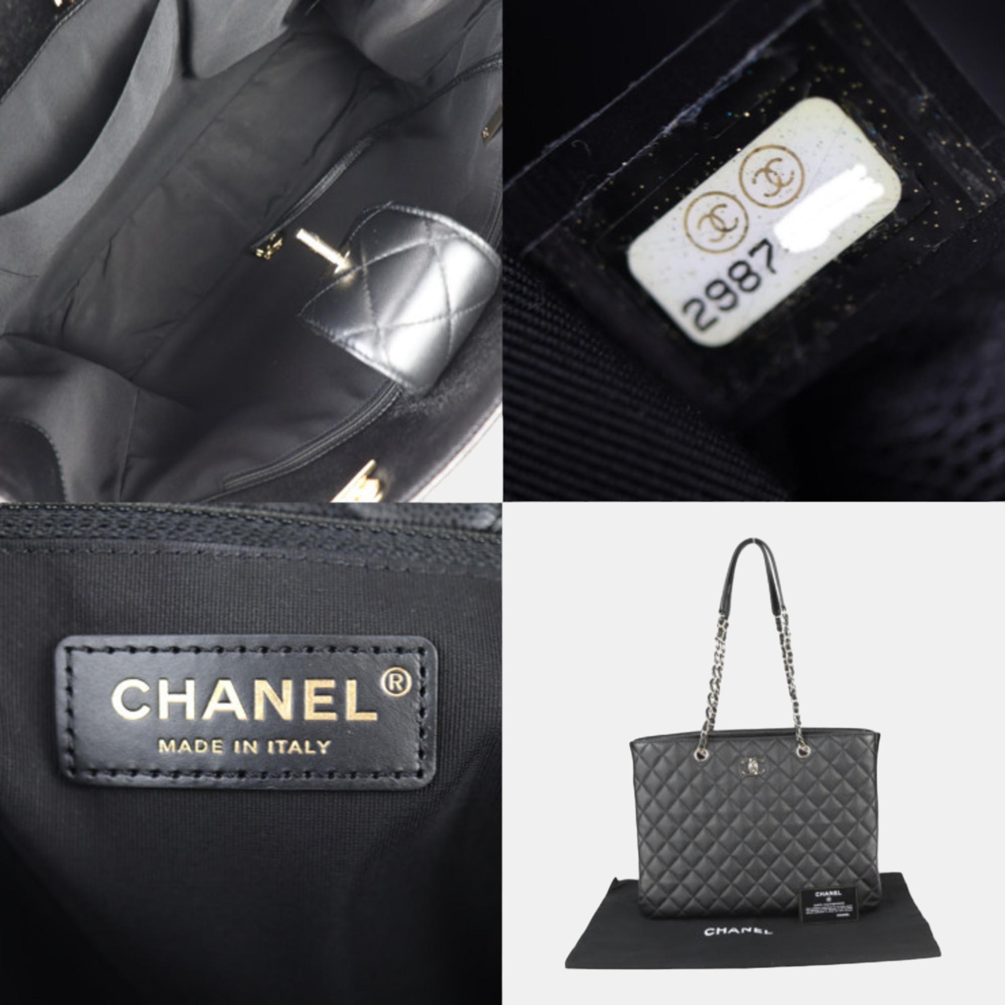 Chanel Black Quilted Caviar Timeless Shopping Tote Bag