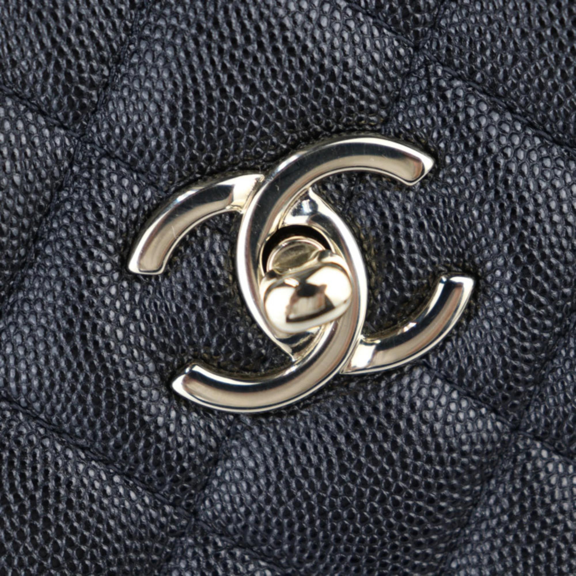 Chanel Black Quilted Caviar Timeless Shopping Tote Bag