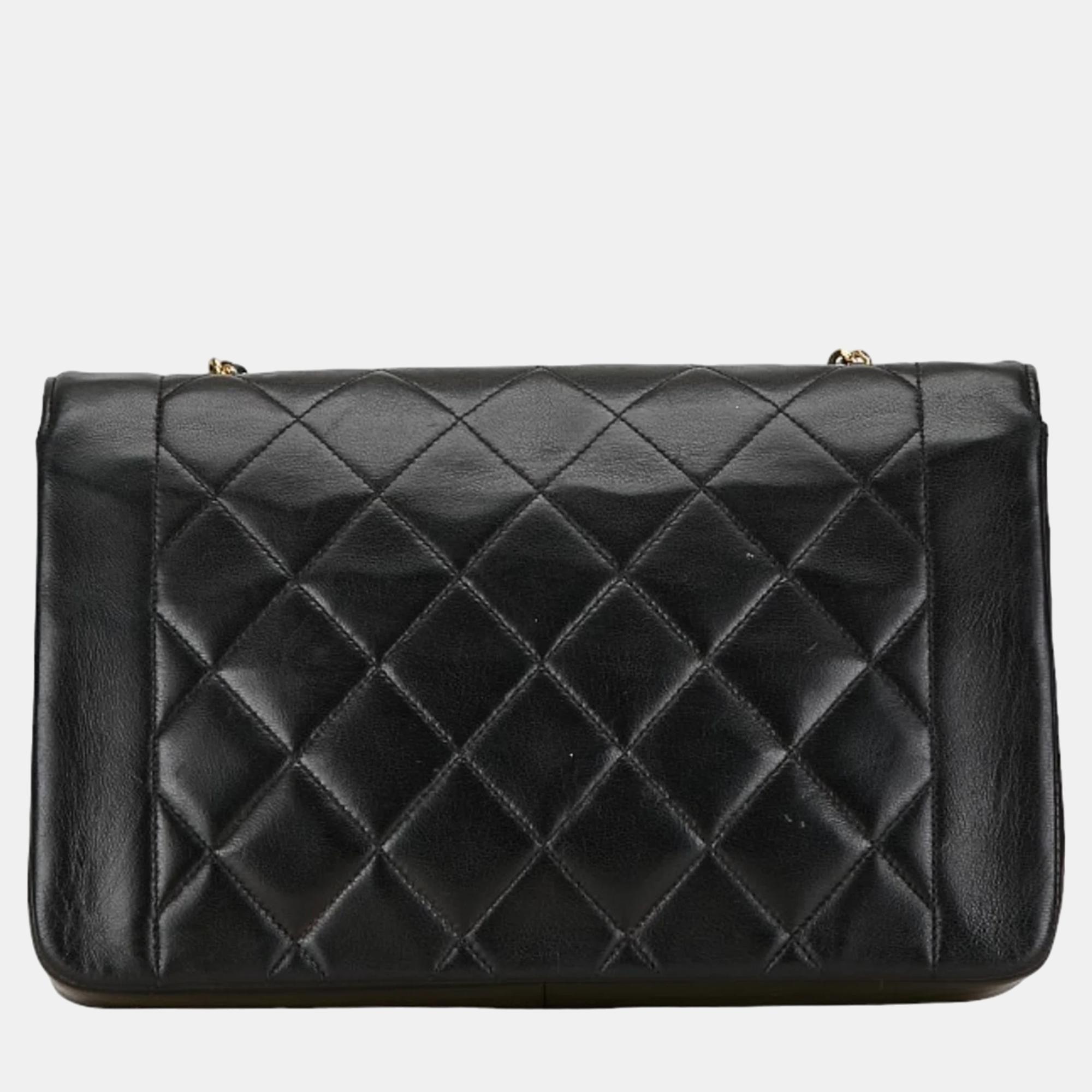 Chanel Black Leather Vintage Diana Shoulder Bag