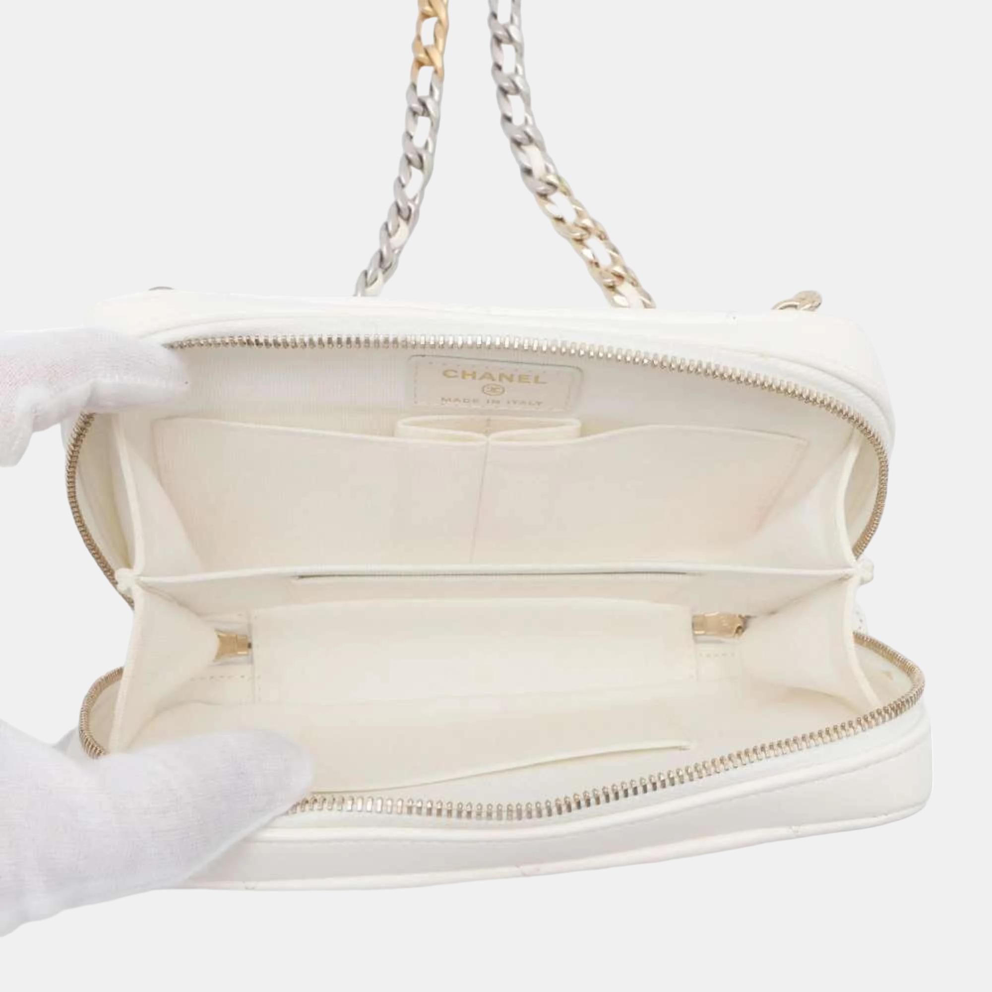 Chanel White Leather 19 Camera Shoulder Bag