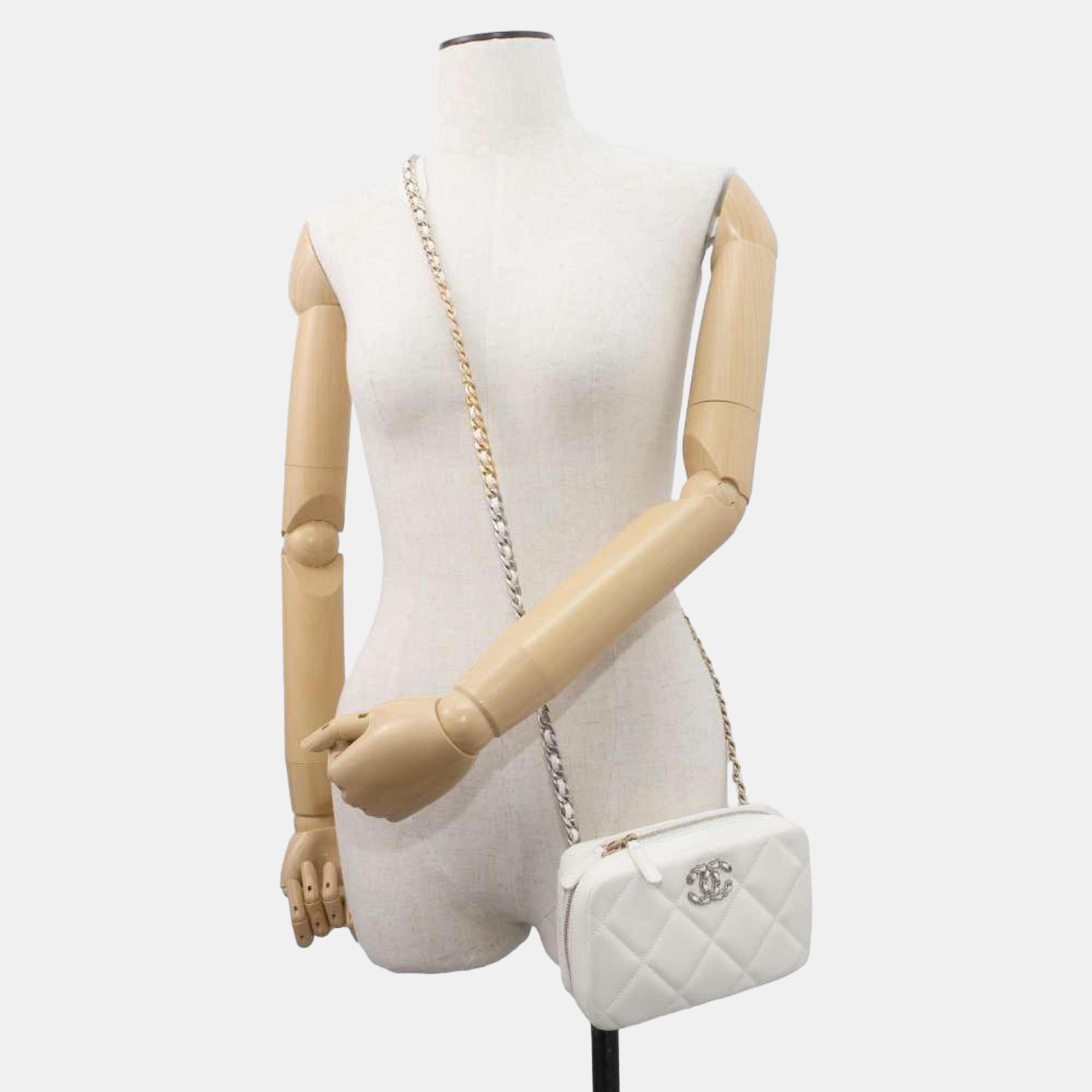 Chanel White Leather 19 Camera Shoulder Bag